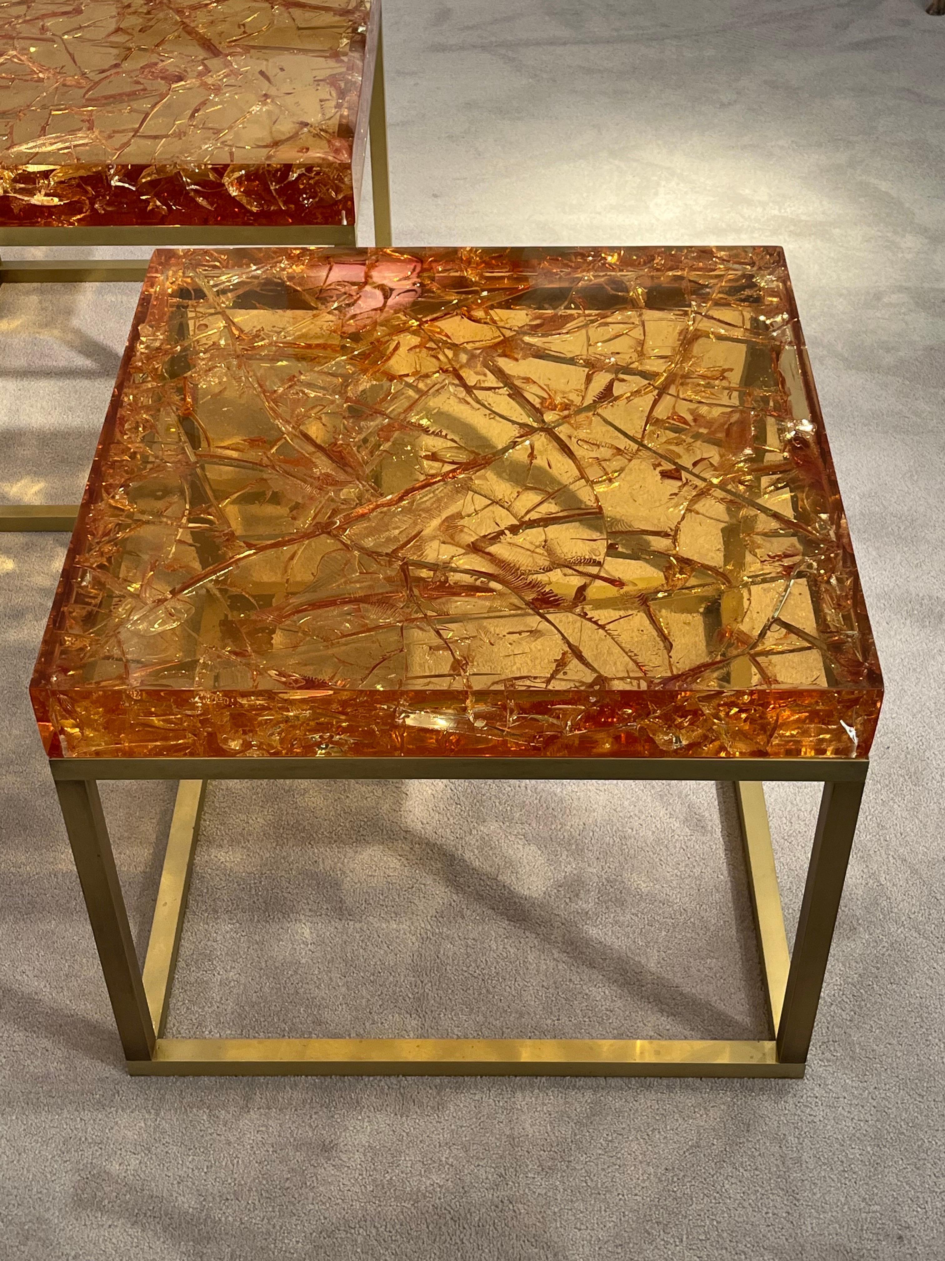 Pair Of Fractal Resin Tables By Giraudon In Excellent Condition For Sale In Saint-Ouen, FR