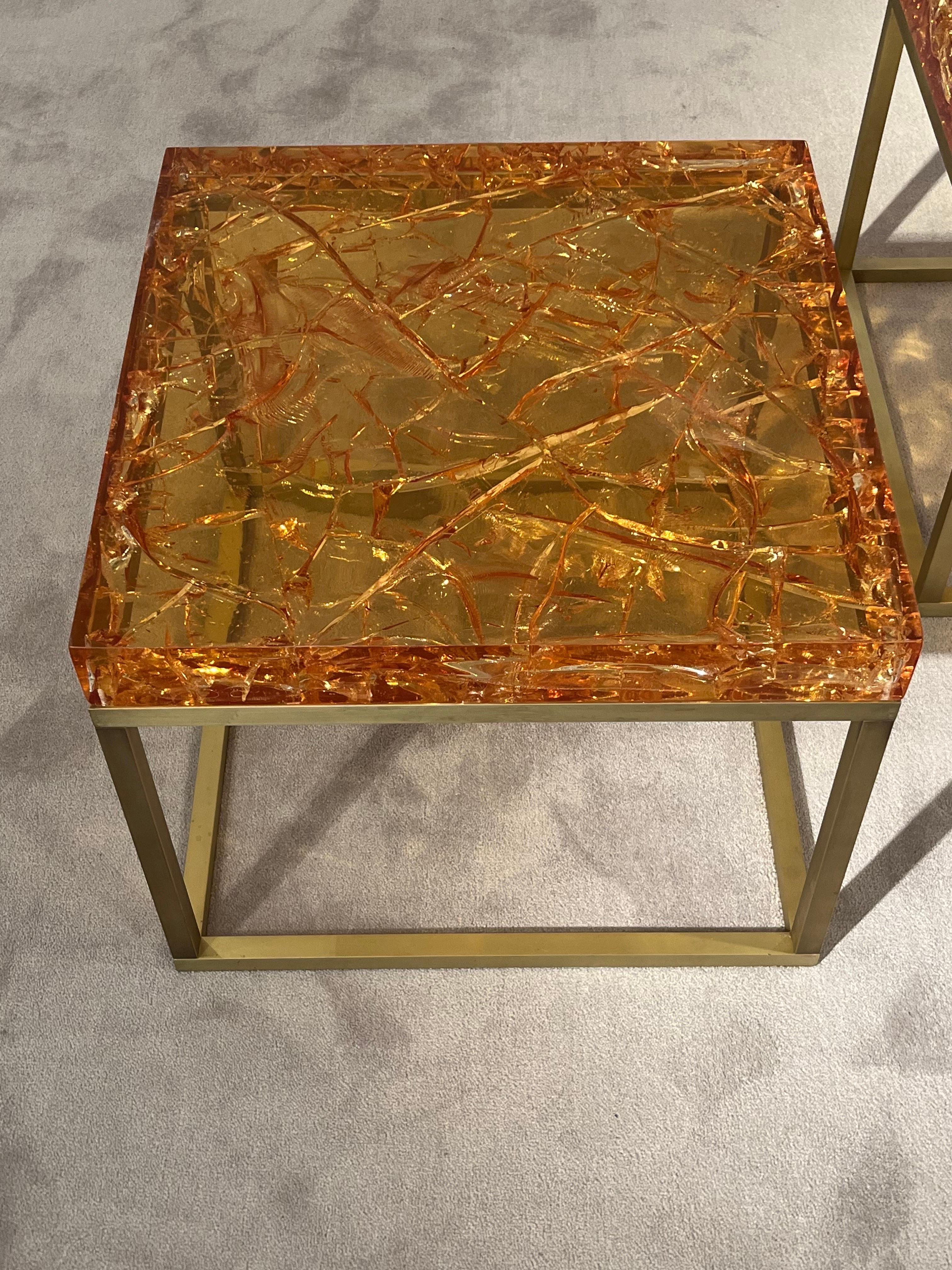 Late 20th Century Pair Of Fractal Resin Tables By Giraudon For Sale