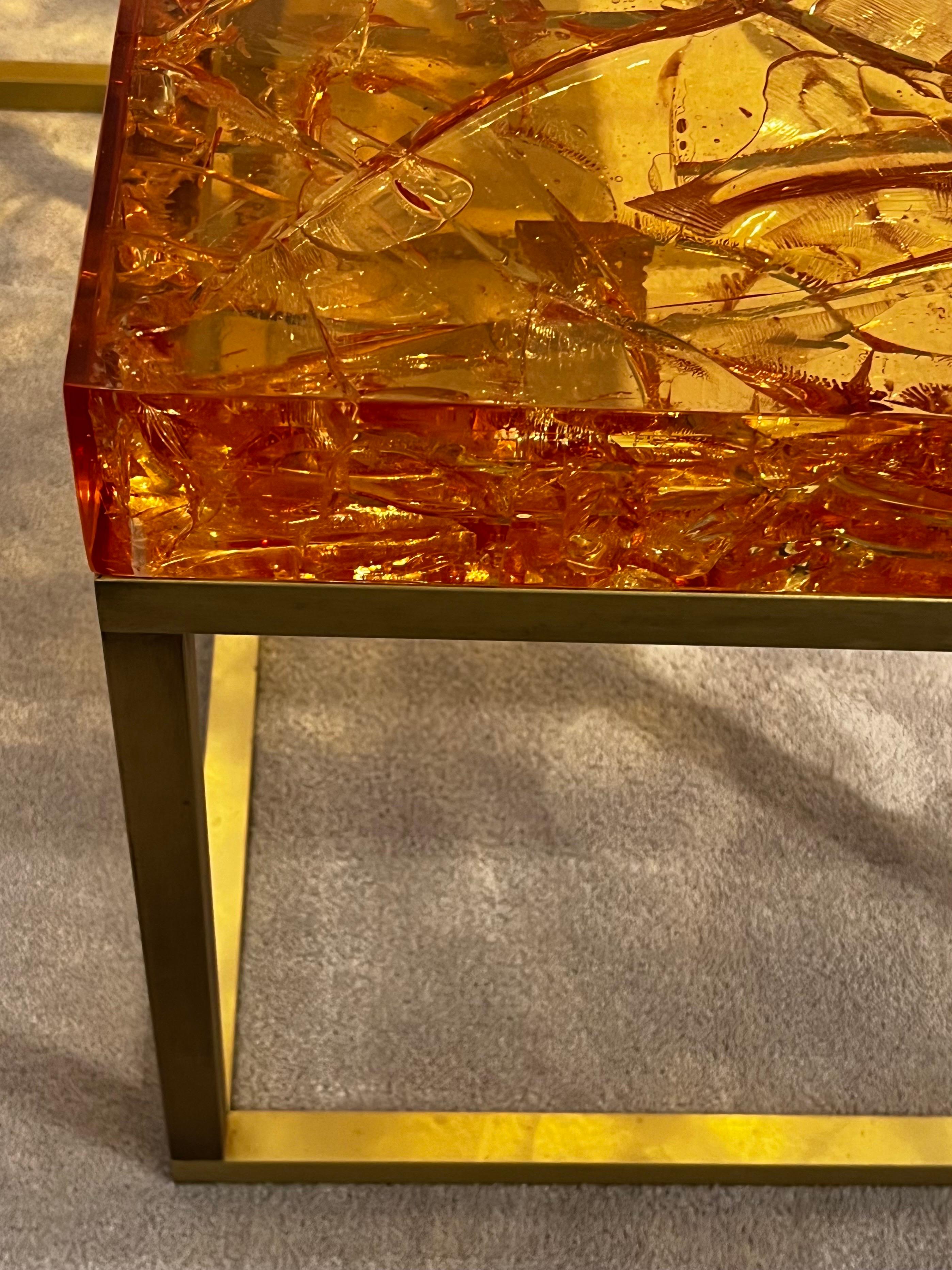 Pair Of Fractal Resin Tables By Giraudon For Sale 1