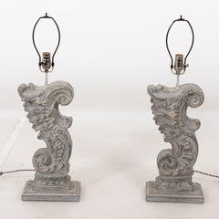 Pair of Fragment Baroque Architectural Fragment Table Lamps