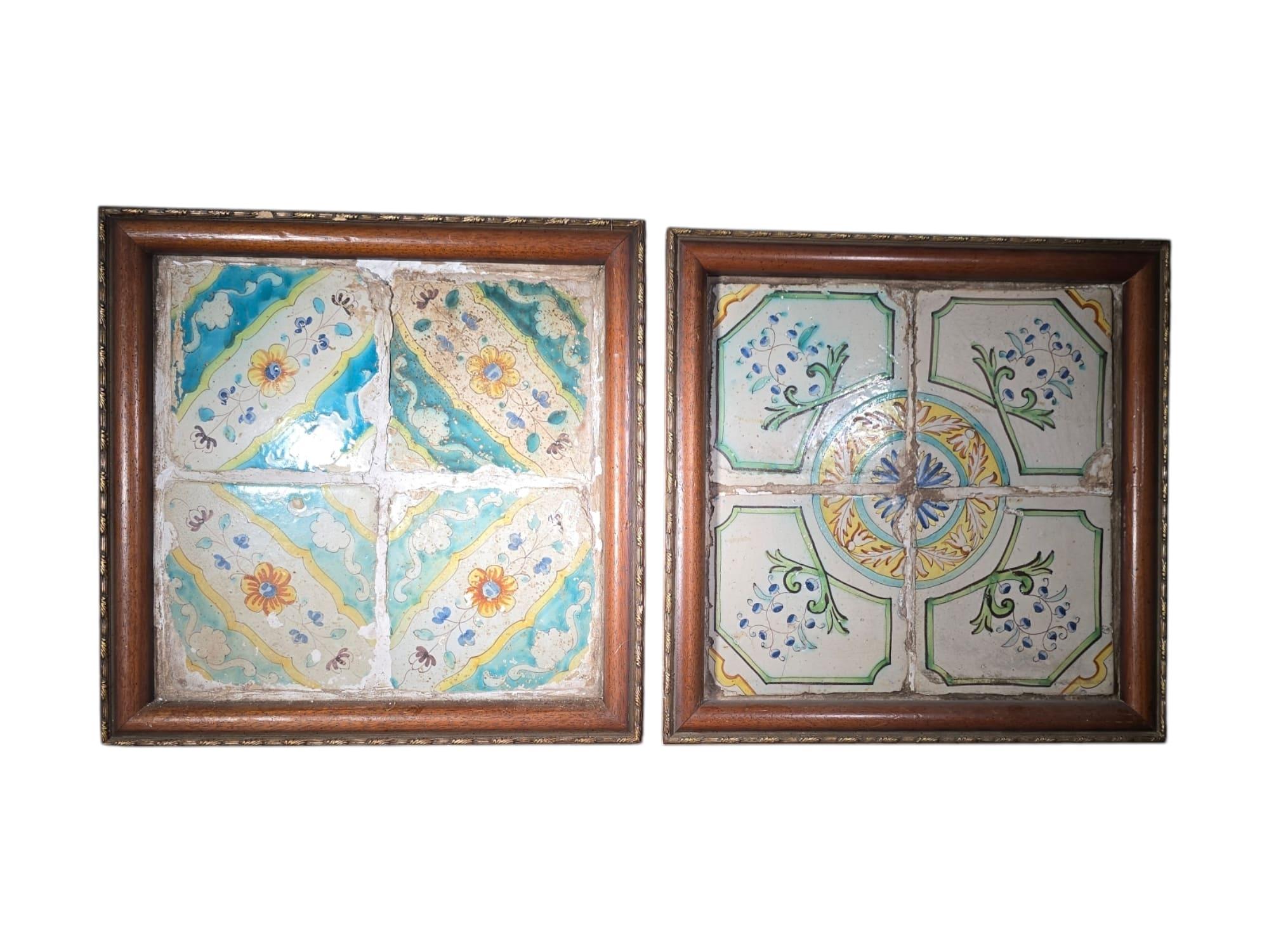 Paire de carreaux Talavera encadrés du 17e siècle en vente 2
