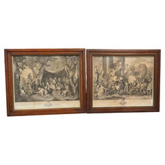 Pair of Framed 18th Century Alexander The Great Lithographs from France