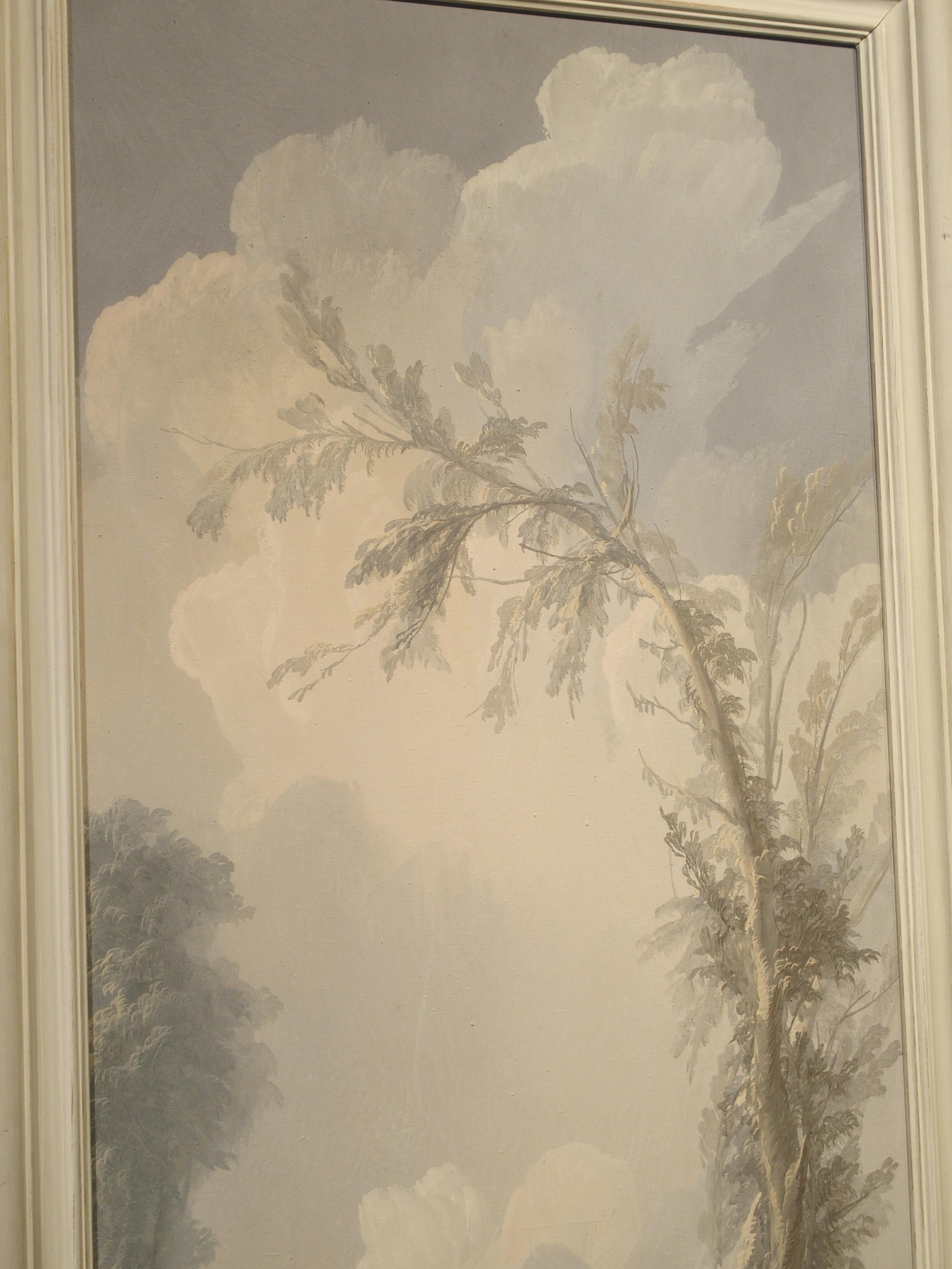 Pair of Framed 19th Century Vertical Landscapes, Hand Painted Paper on Board 6