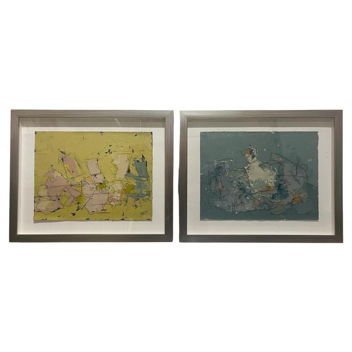 Pair of Framed Alexis Walter Mixed Media Paintings