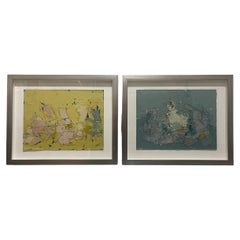 Pair of Framed Alexis Walter Mixed Media Paintings