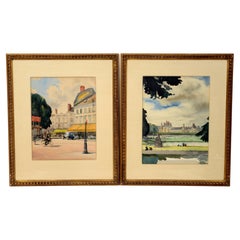 Vintage Pair of Framed and Matted Watercolors Signed J. Edwin Petersen