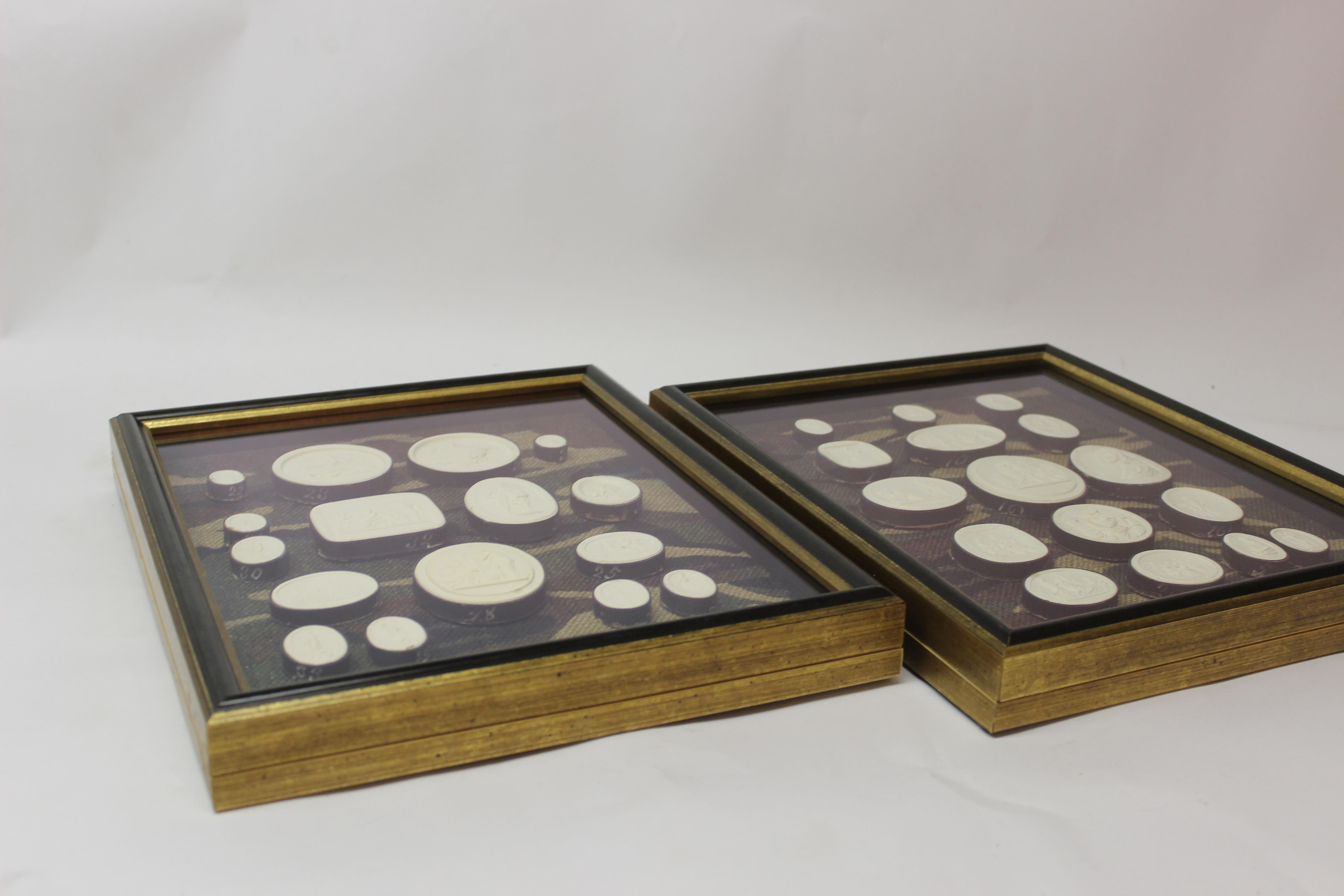 Stone Pair of Framed Antique Intaglios For Sale