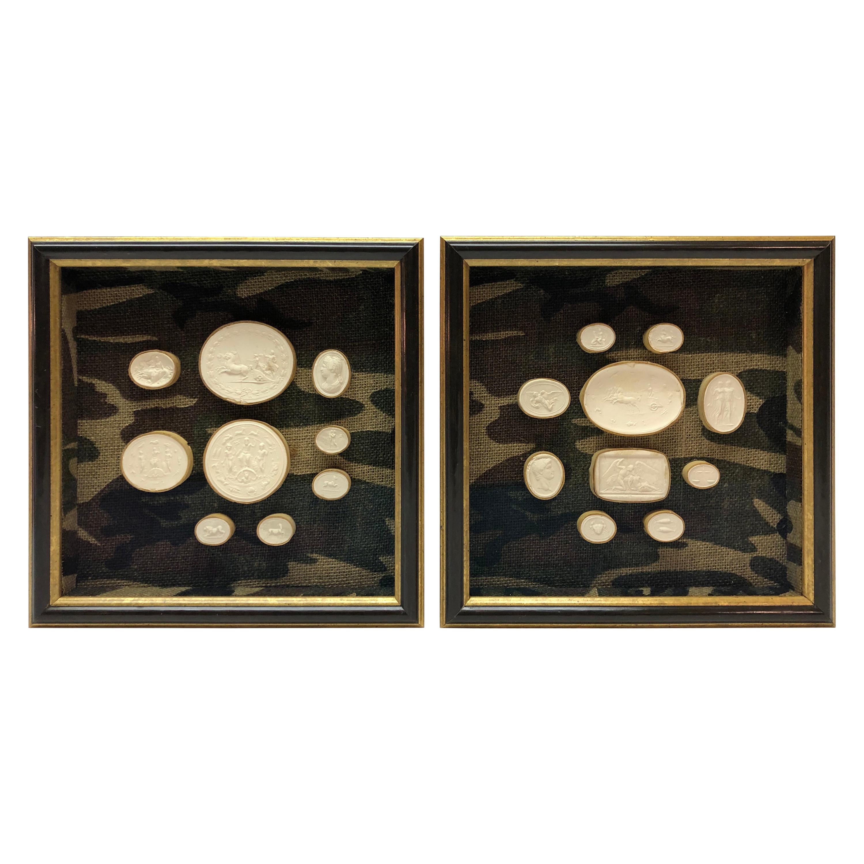 Pair of Framed Antique Intaglios For Sale