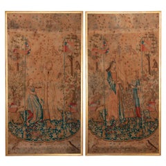 Pair of Framed Vintage Tapestries from France