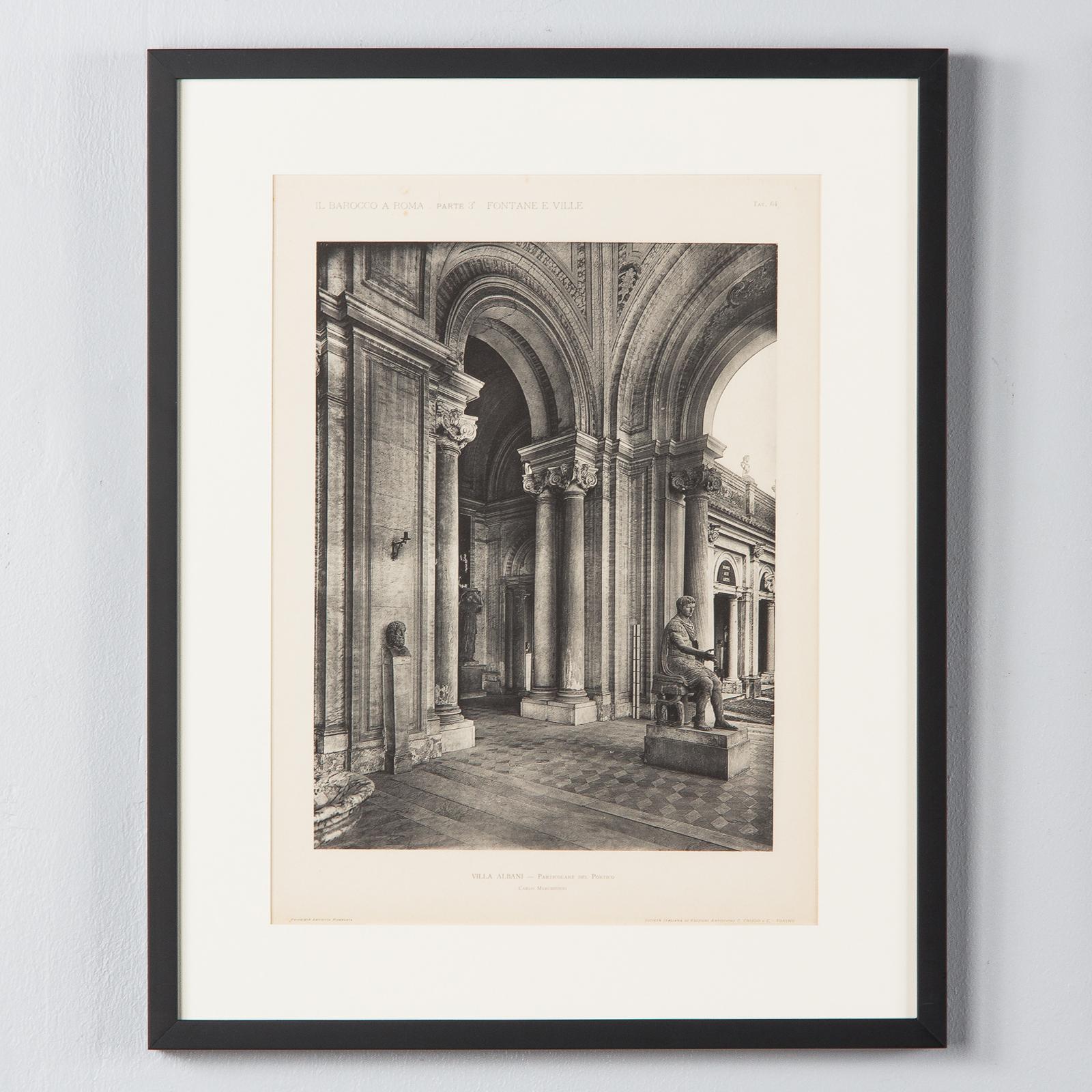 Baroque Pair of Framed Architectural Prints, Italy, Early 1900s For Sale