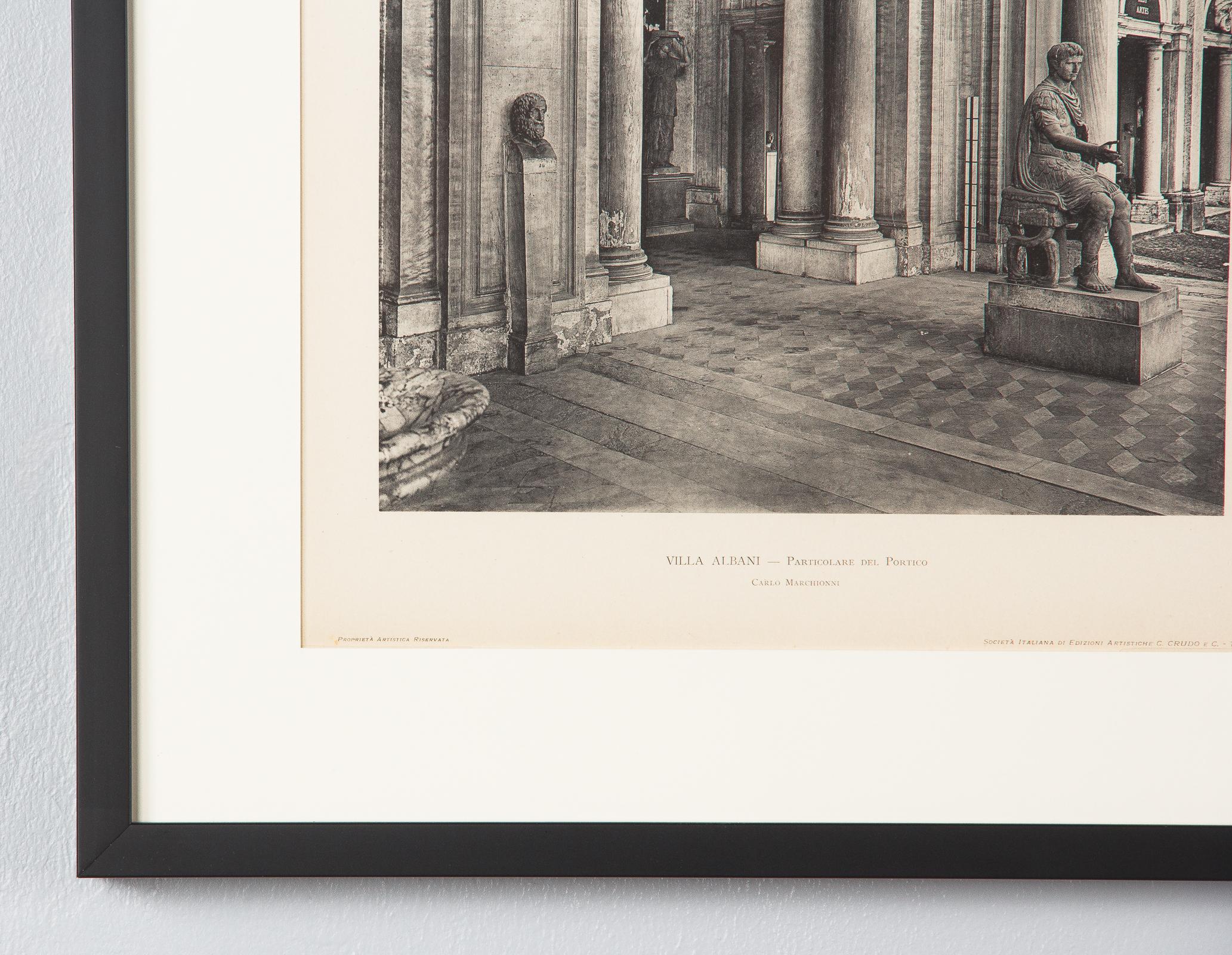 Glass Pair of Framed Architectural Prints, Italy, Early 1900s For Sale