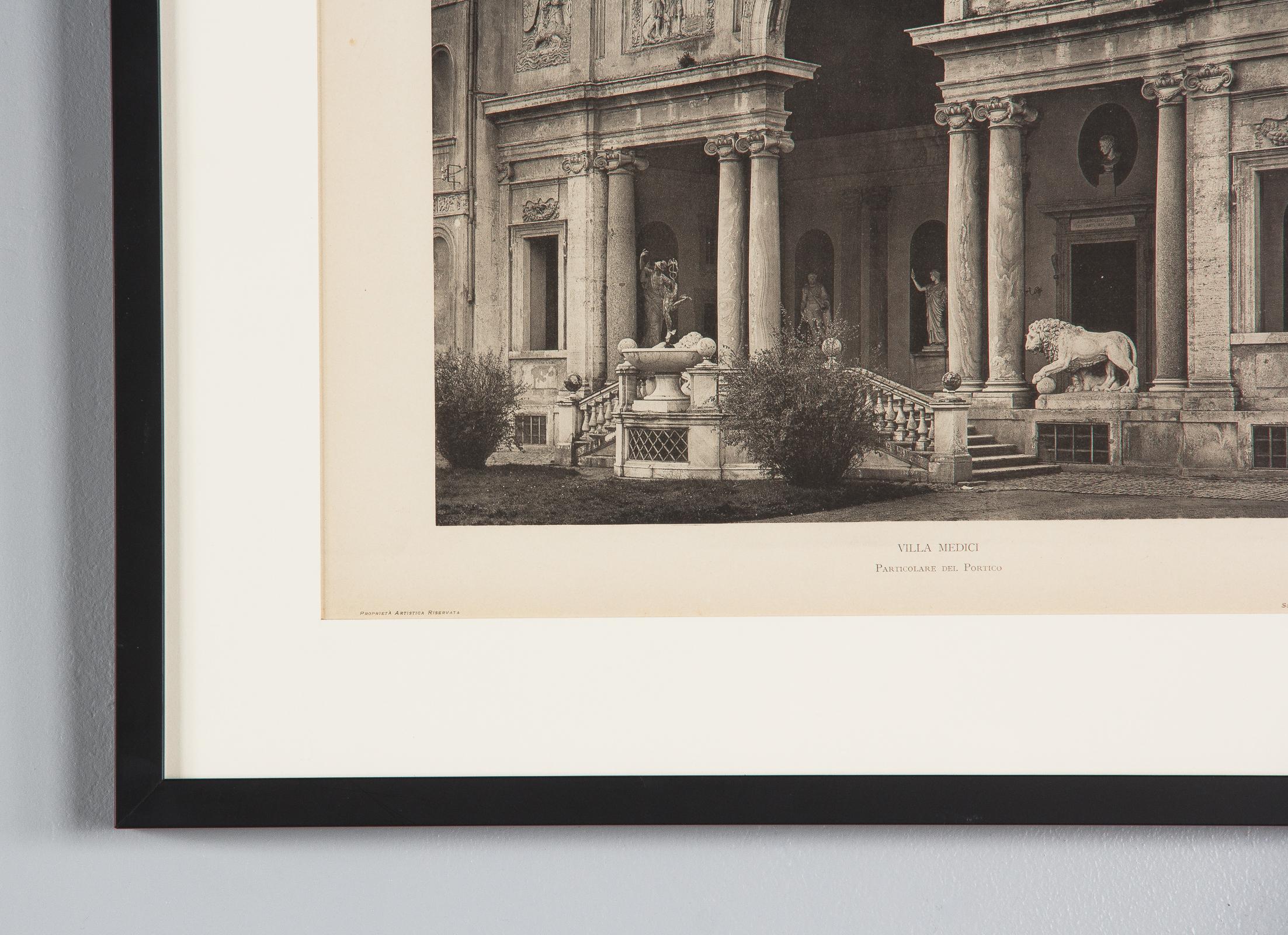Glass Pair of Framed Architectural Prints, Italy, Early 1900s For Sale