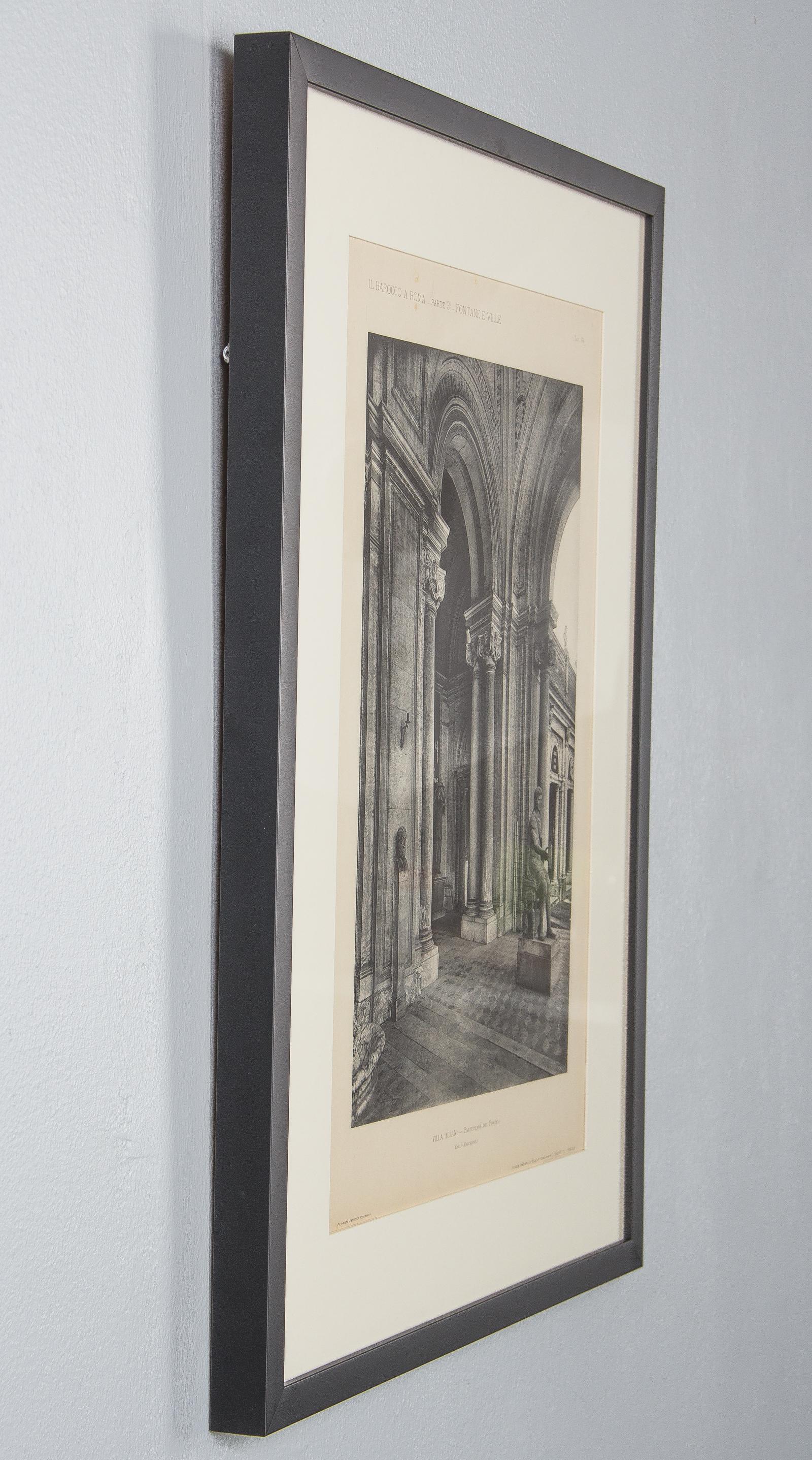 Pair of Framed Architectural Prints, Italy, Early 1900s For Sale 4