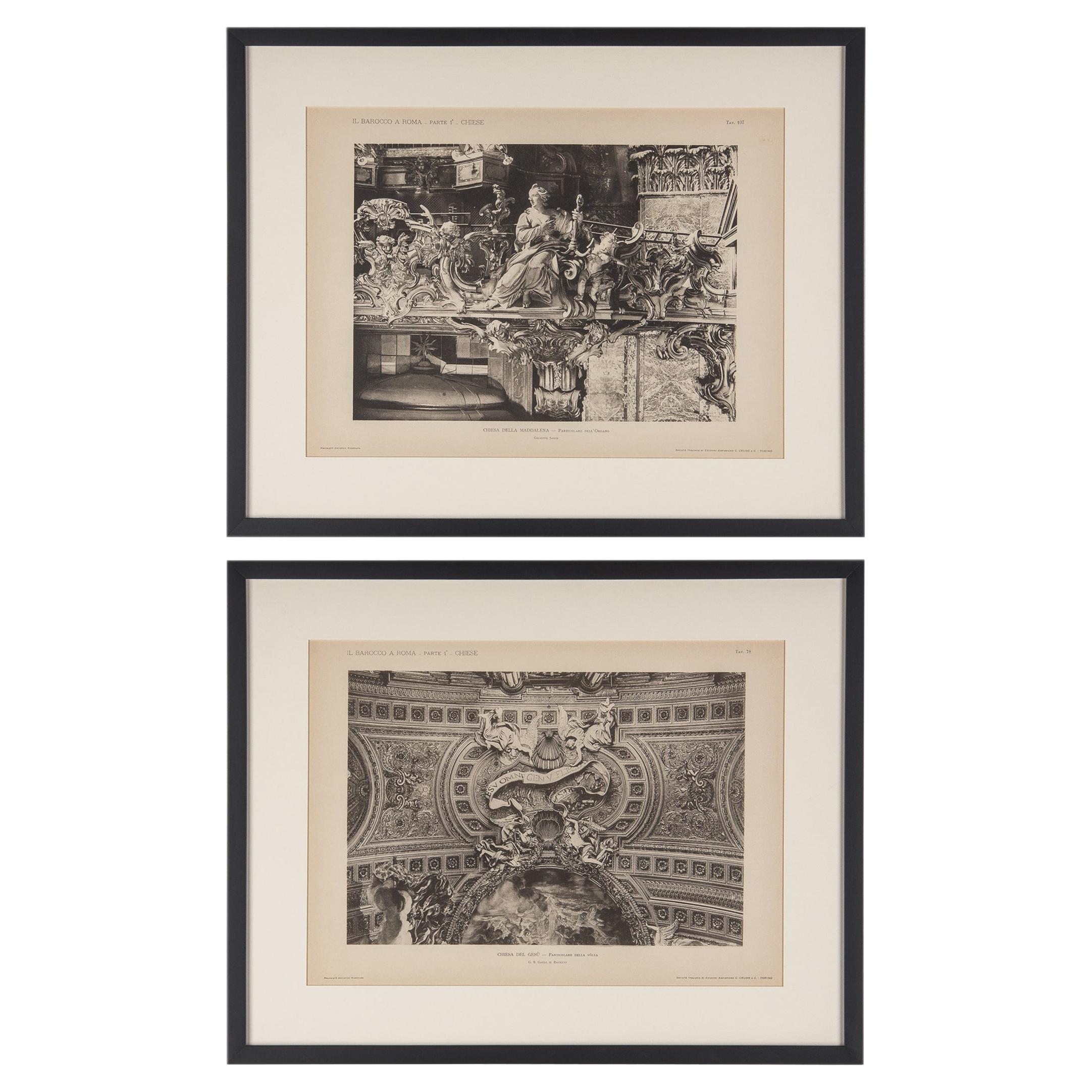 Pair of Framed Architectural Prints, Italy, Early 1900s