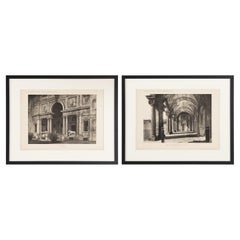 Pair of Framed Architectural Prints, Italy, Early 1900s