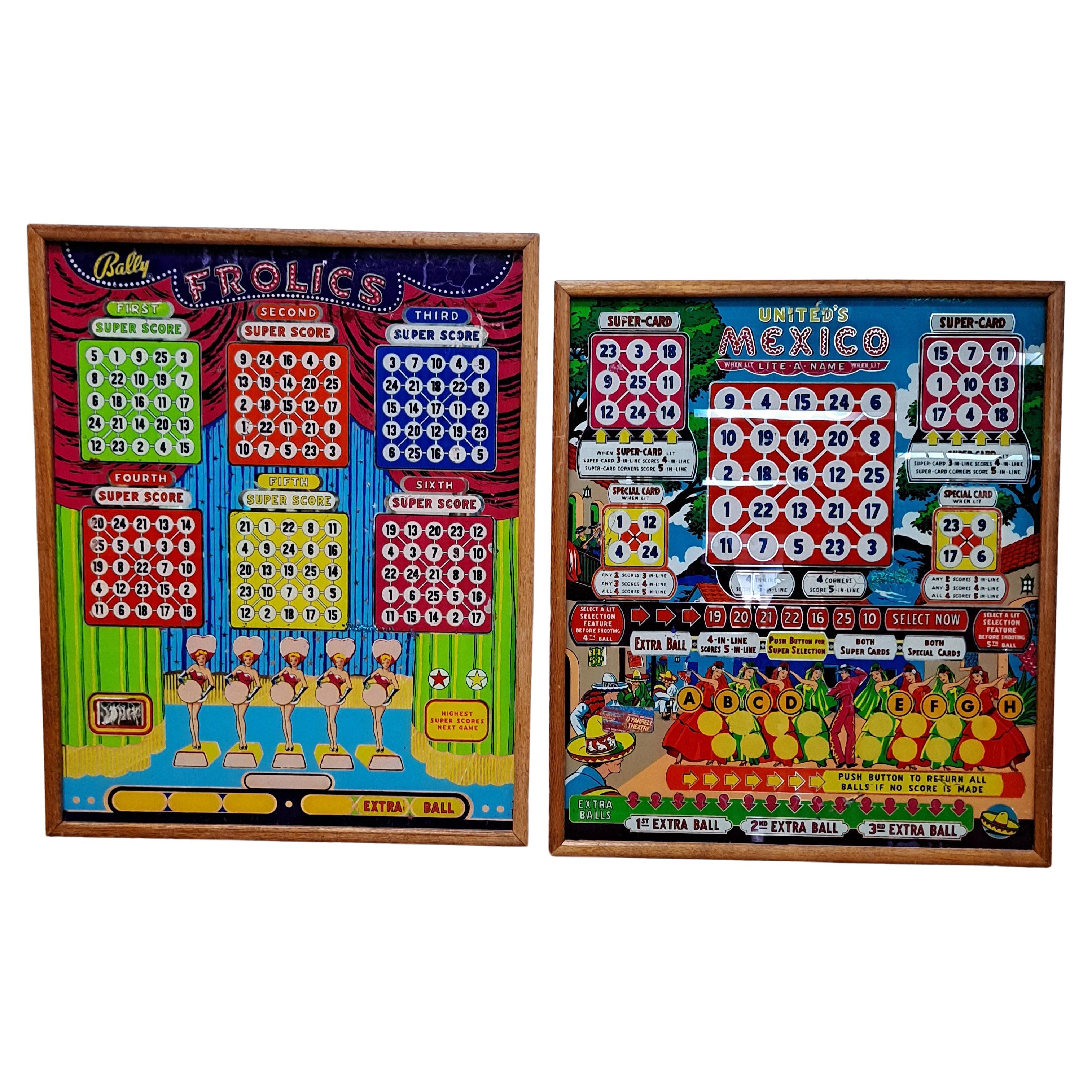 Pair of Framed Backglass From Pinball Machines For Sale