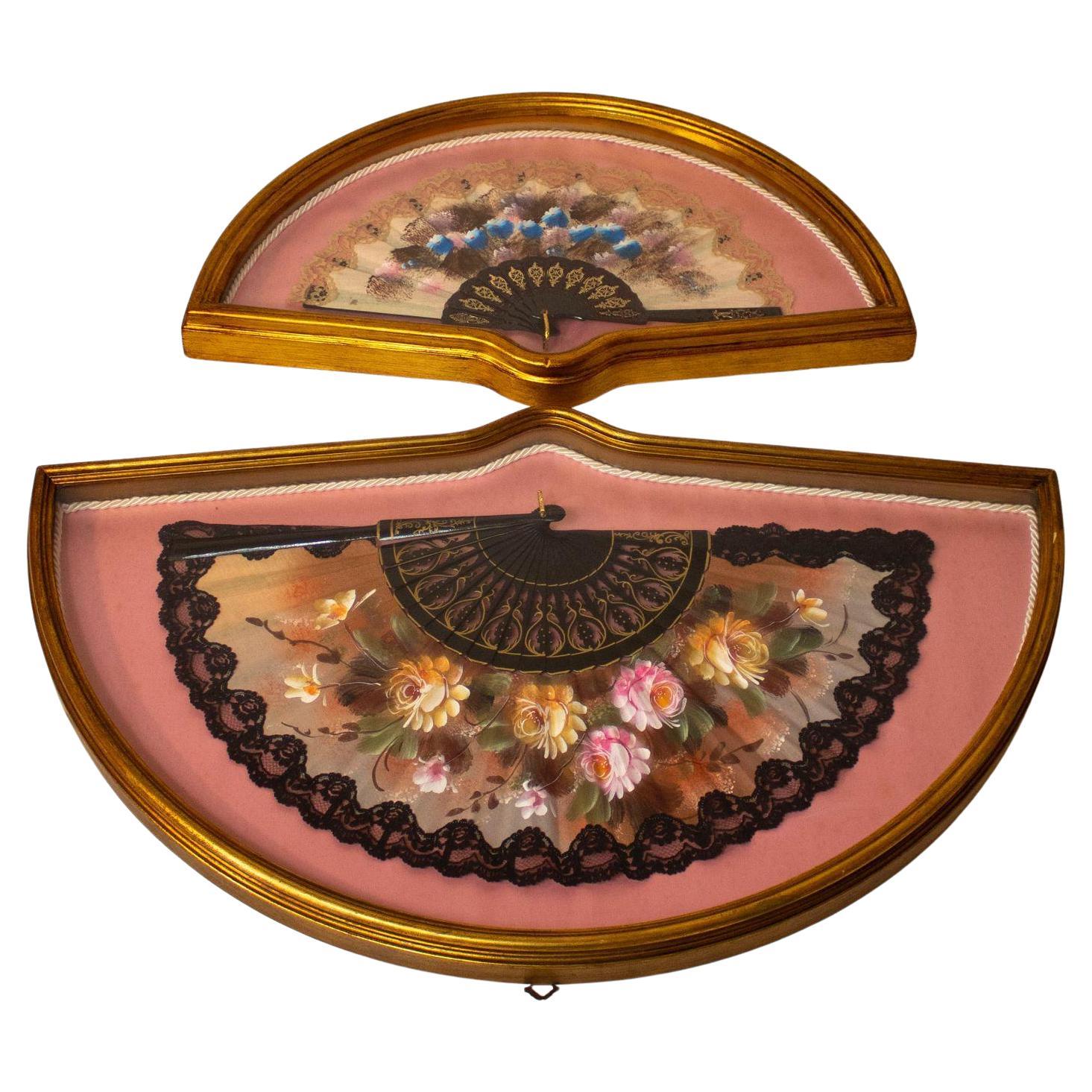 Pair of Framed Baroque Style Fans, Italy 1940s