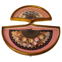 Pair of Framed Baroque Style Fans, Italy 1940s