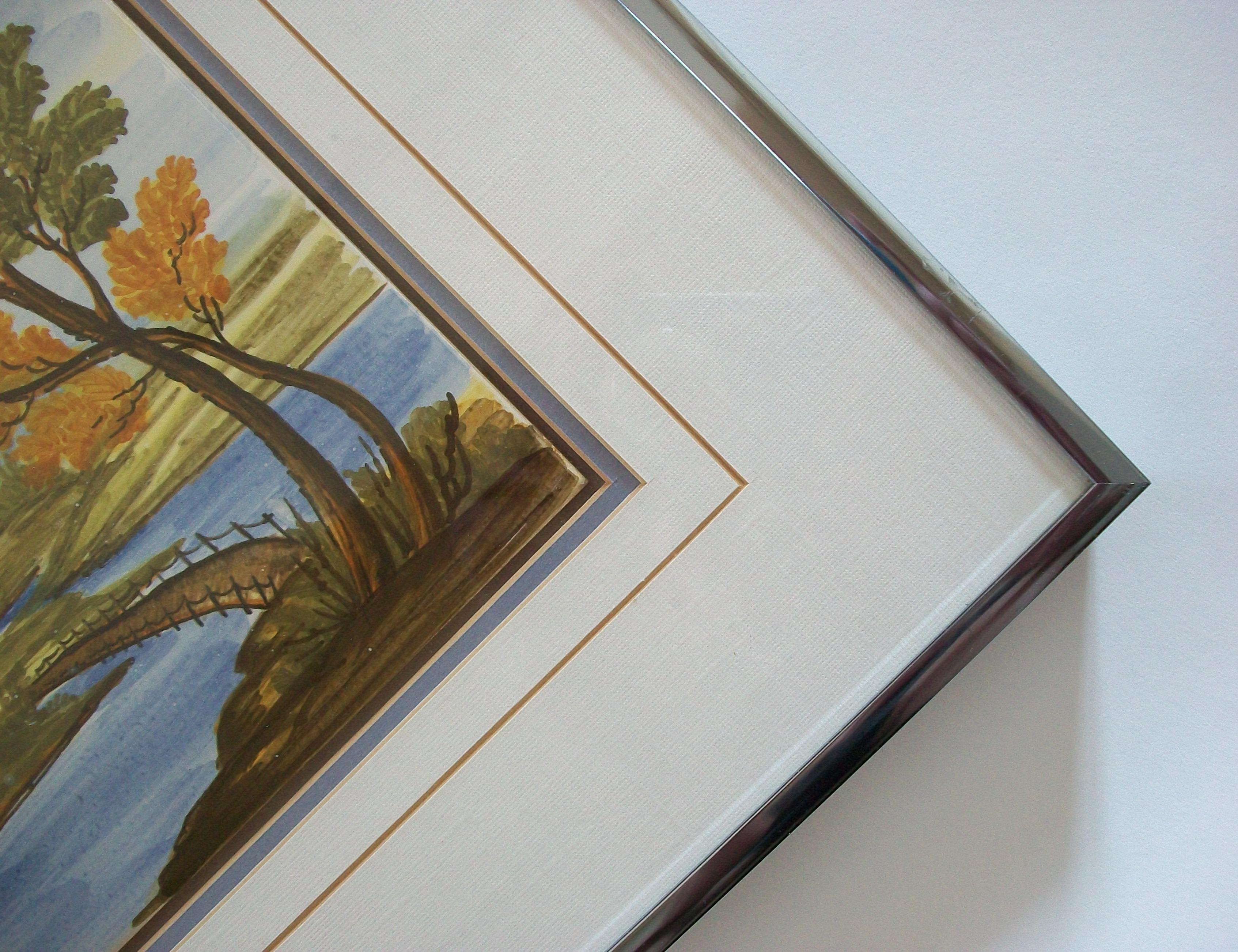Pair of Framed Castelli Majolica Landscape Tiles - Italy - Mid 20th Century (20. Jahrhundert) im Angebot