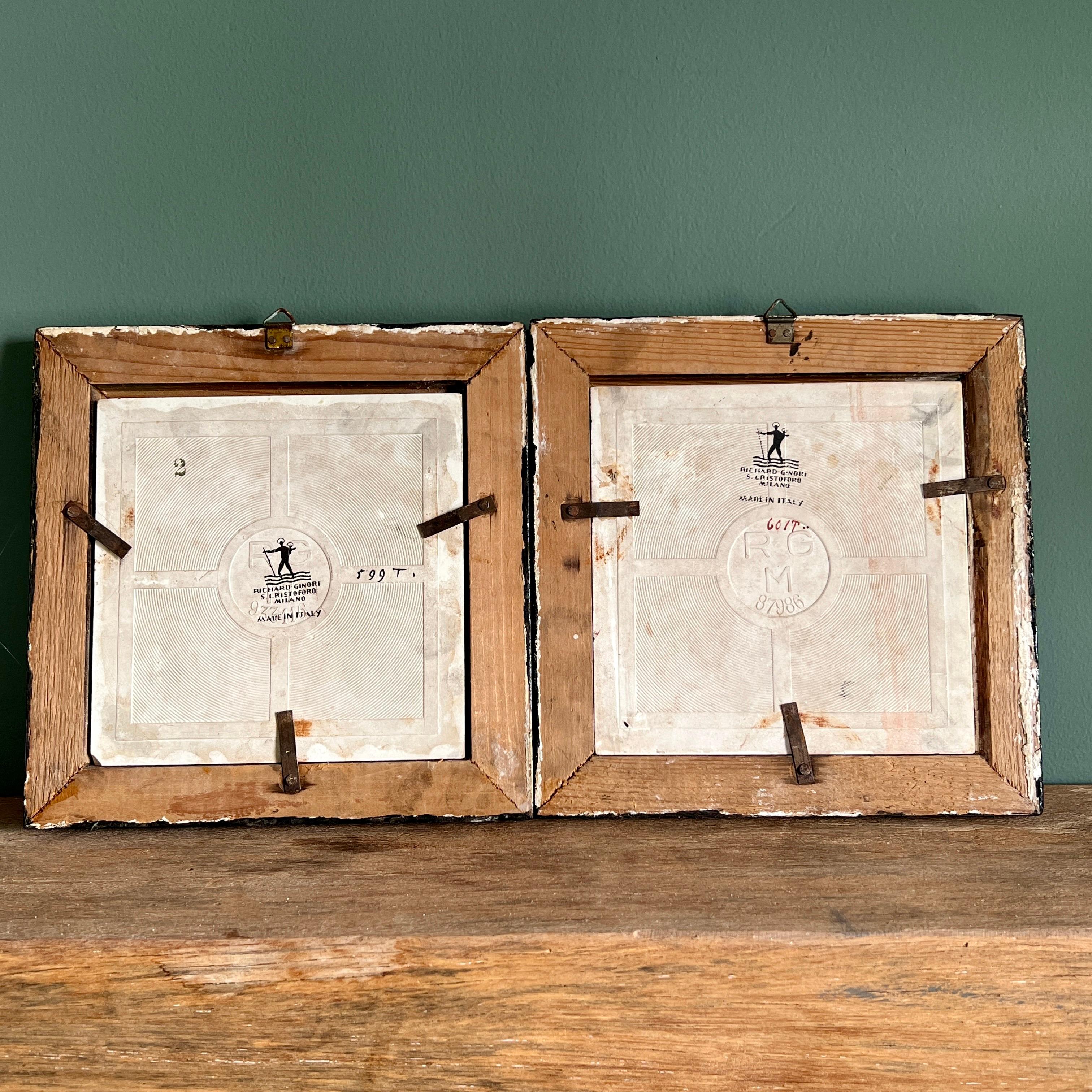 Paire de carreaux de céramique encadrés de Gio Ponti pour Richard Ginori Bon état - En vente à London, GB