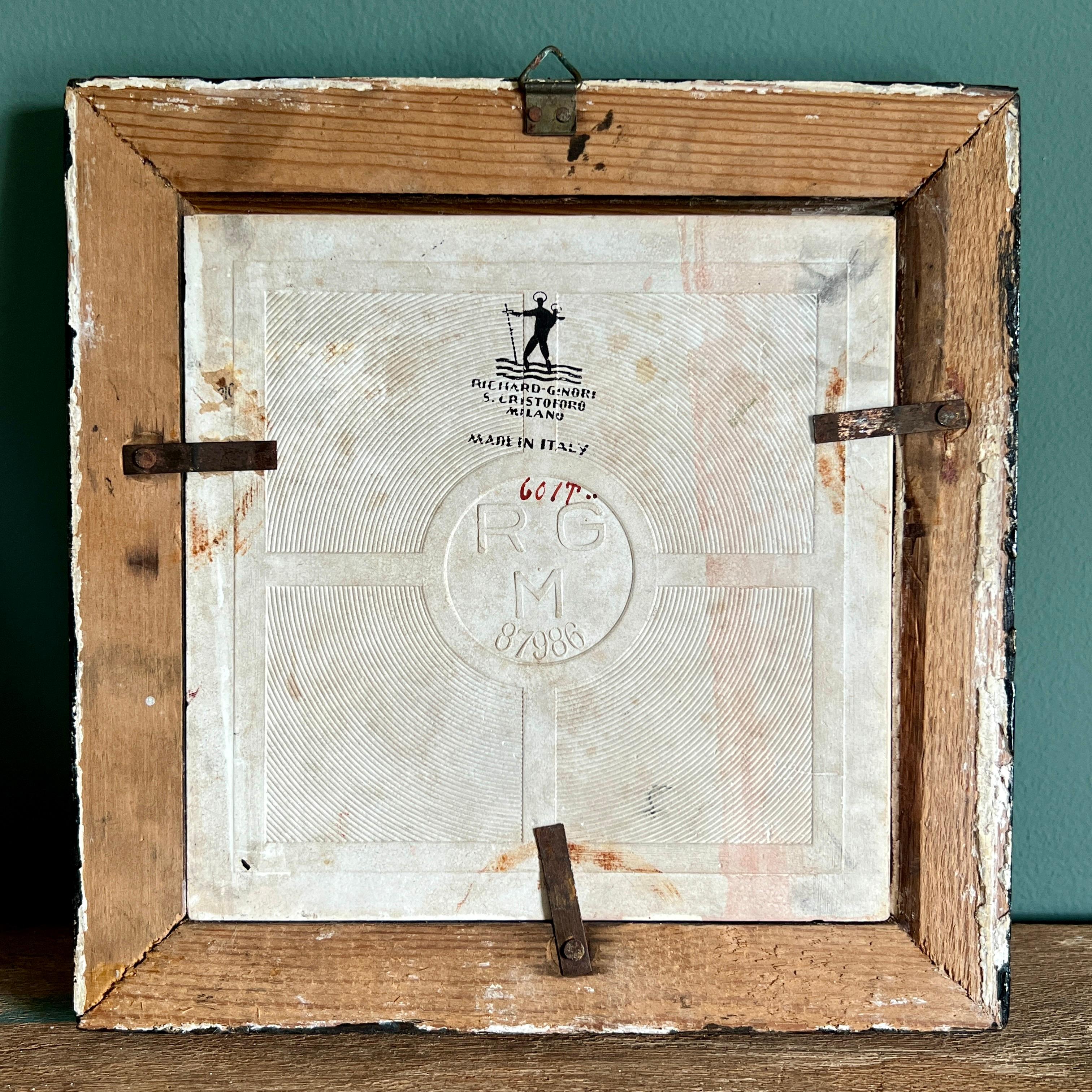 Milieu du XXe siècle Paire de carreaux de céramique encadrés de Gio Ponti pour Richard Ginori en vente