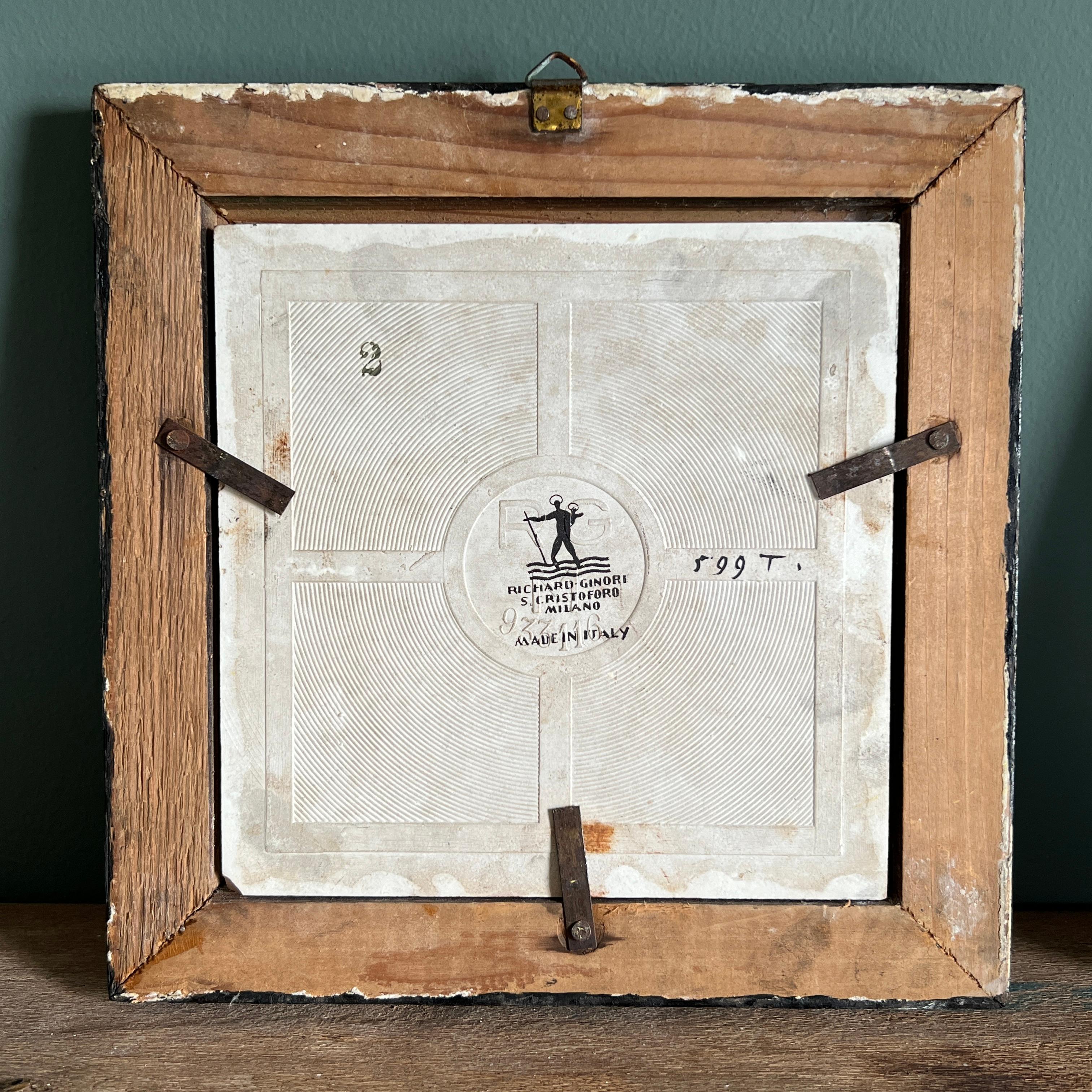 Céramique Paire de carreaux de céramique encadrés de Gio Ponti pour Richard Ginori en vente