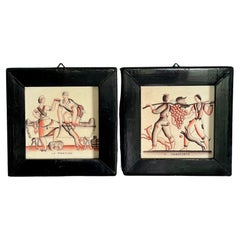 Pair of Framed Ceramic Tiles by Gio Ponti for Richard Ginori