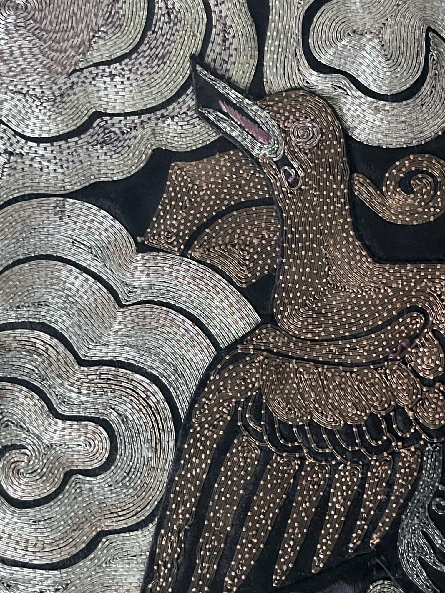 Pair of Framed Chinese Embroidered Eighth Rank Badges Qing Dynasty In Good Condition In Atlanta, GA