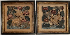 Pair of Framed Chinese Figural Carved and Painted Panels