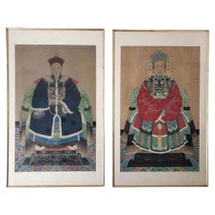 Paar gerahmte chinesische königliche Porträts