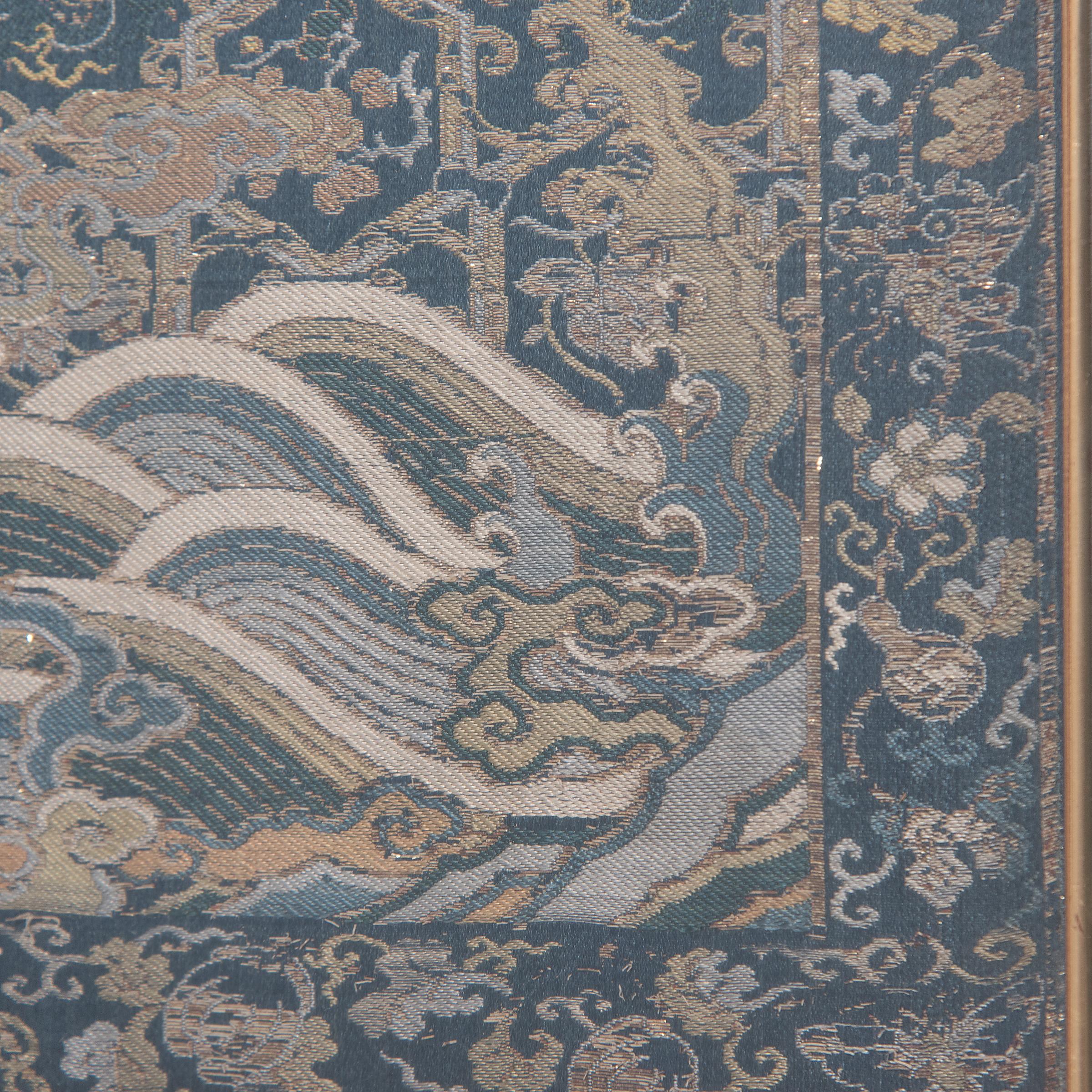 Pair of Framed Chinese Silk Brocade Chair Panels, c. 1850 In Good Condition For Sale In Chicago, IL