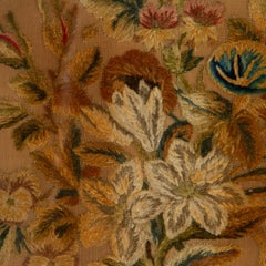 Pair of Framed Circular Floral Needlework Pictures