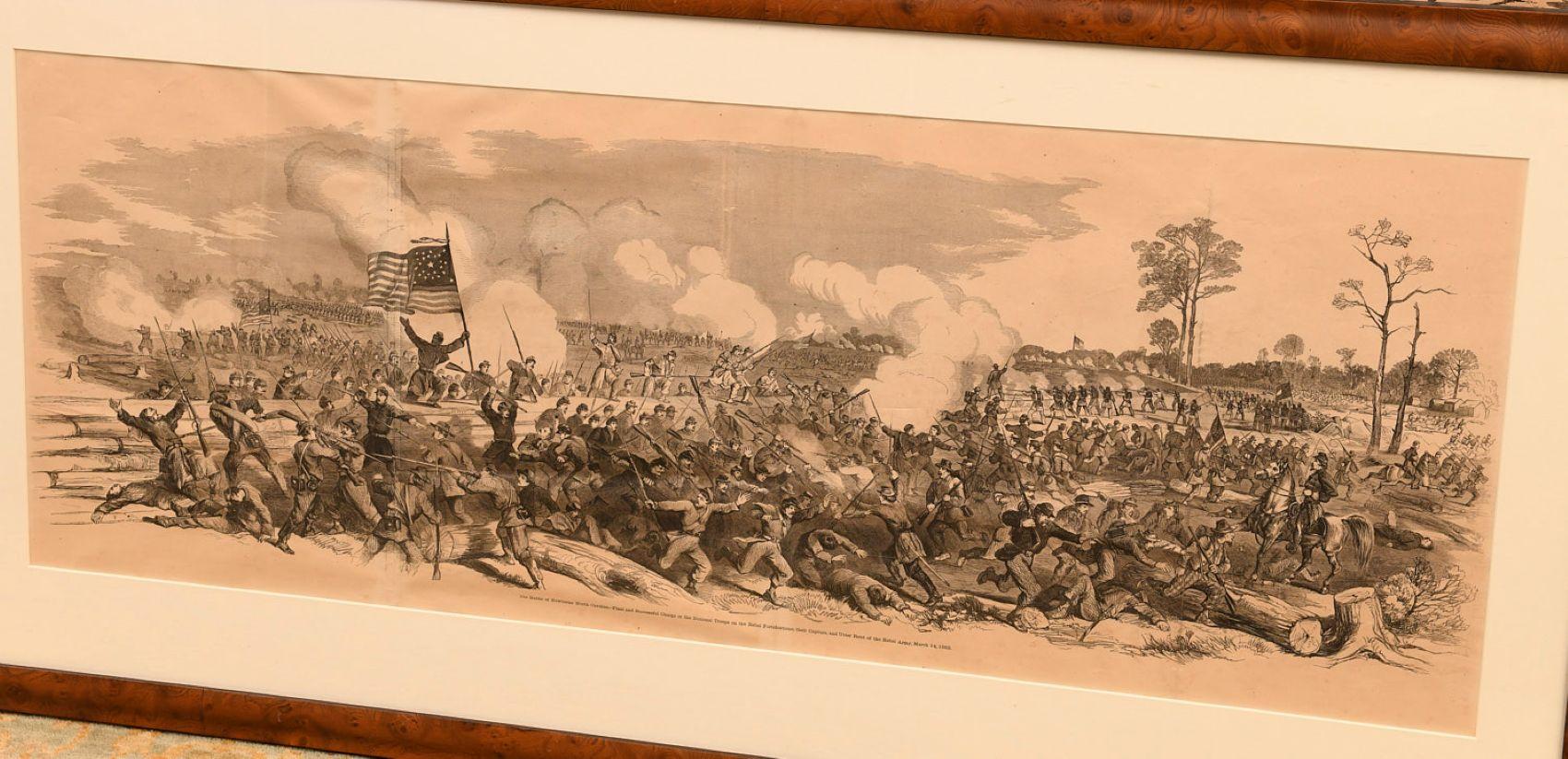 American Classical Pair of Framed Civil War Engravings - Frank Leslie's Illustrated Newspaper, 1862 For Sale
