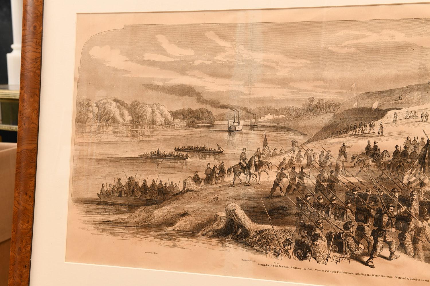 Mid-19th Century Pair of Framed Civil War Engravings - Frank Leslie's Illustrated Newspaper, 1862 For Sale