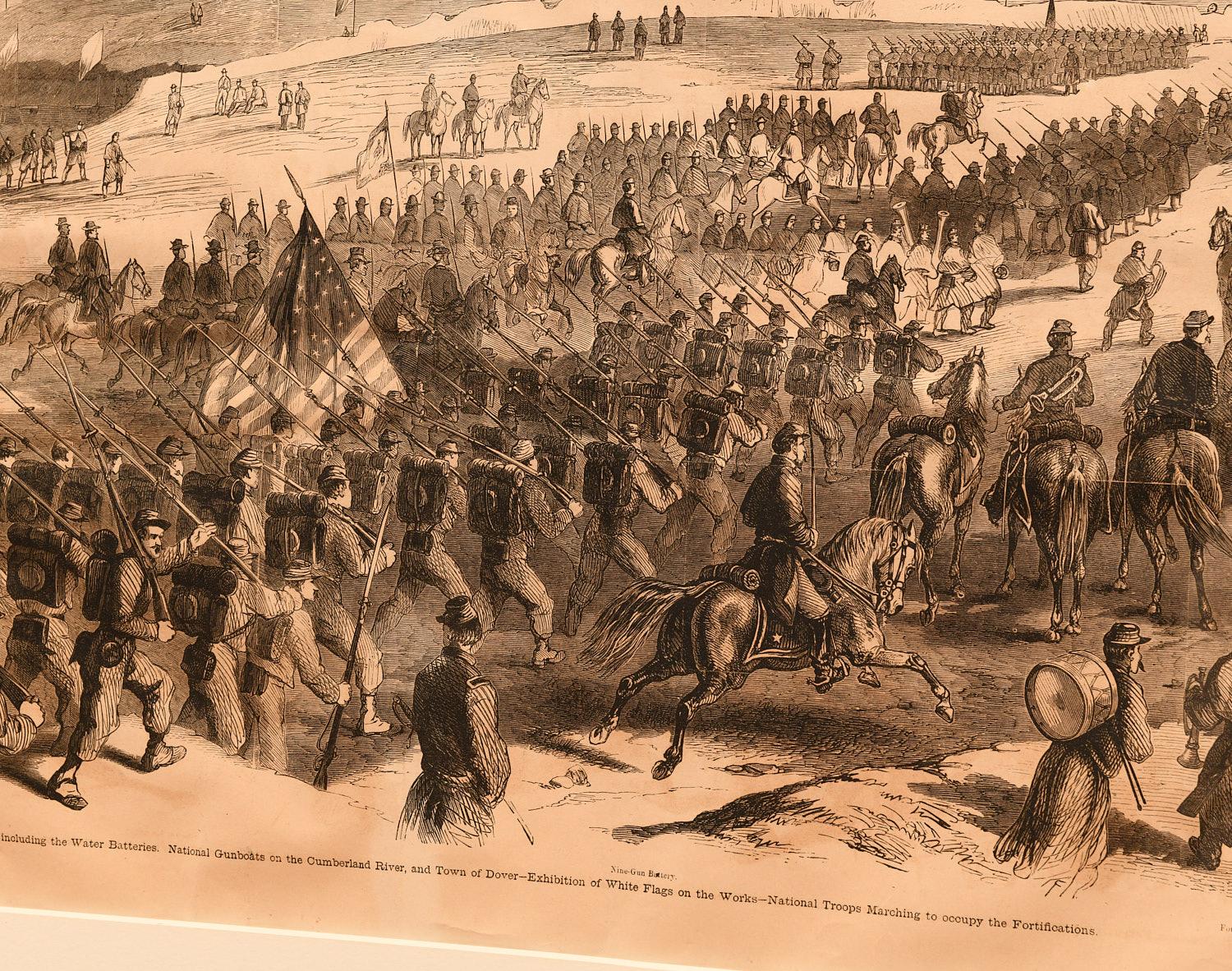 Glass Pair of Framed Civil War Engravings - Frank Leslie's Illustrated Newspaper, 1862 For Sale