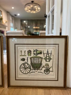 Pair of Framed Denis Diderot Colored Horse Carriages