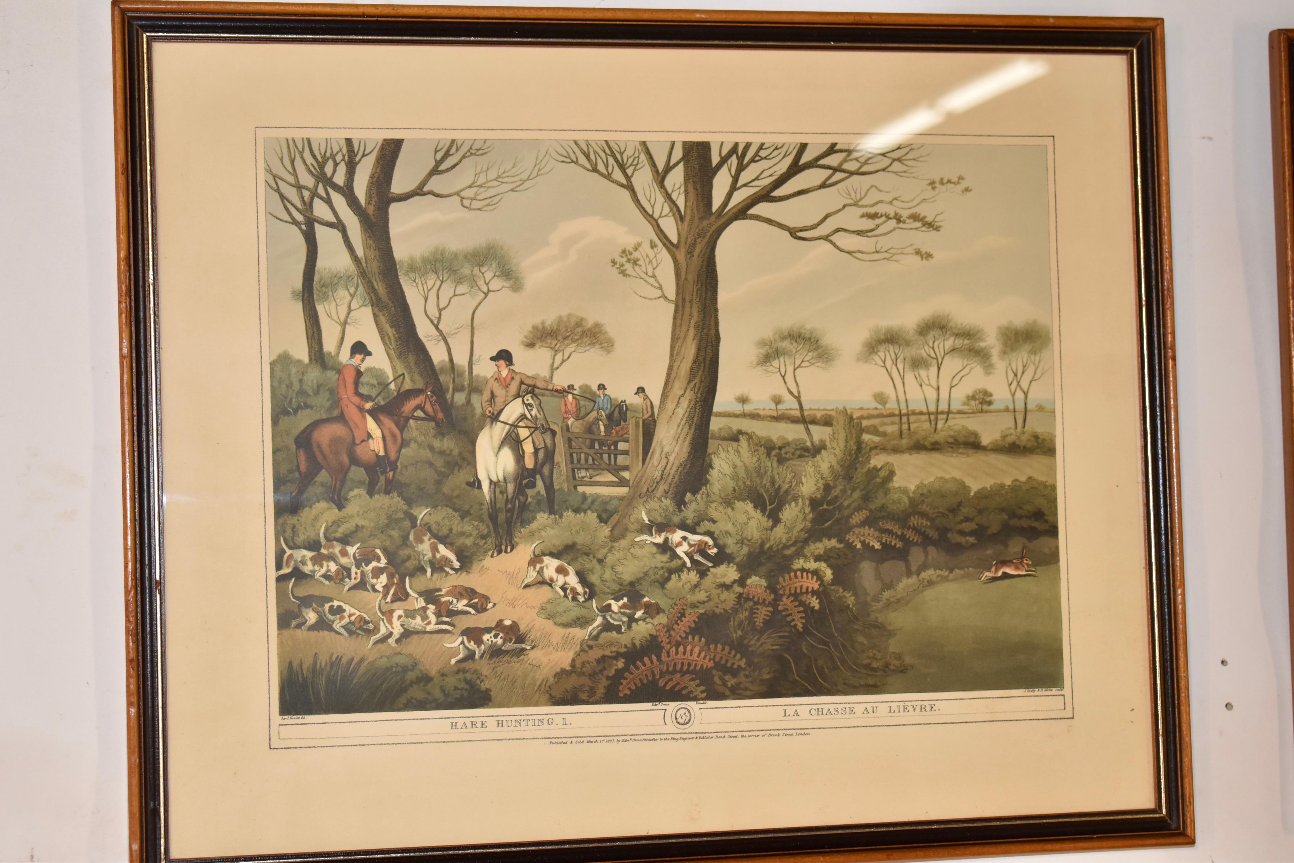 This is a classic pair of framed lithographs from Orme's Collection of British Field Sports, which was published in 1807-  Orme was a publisher to the King and he captured all the best British Sports, which was very popular at the turn of the 19th
