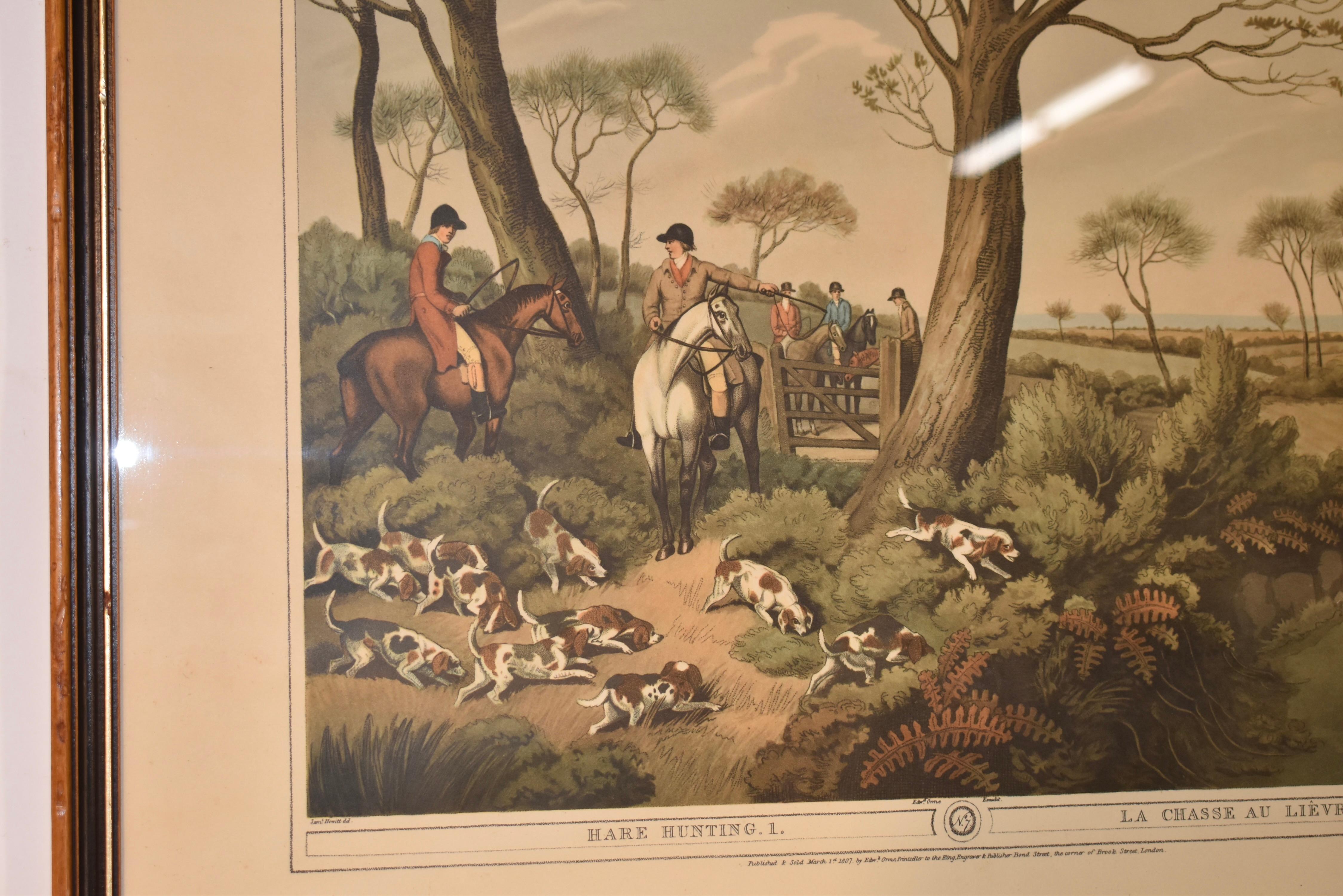 English Pair of Framed Edward Orme Field Sports Lithographs For Sale