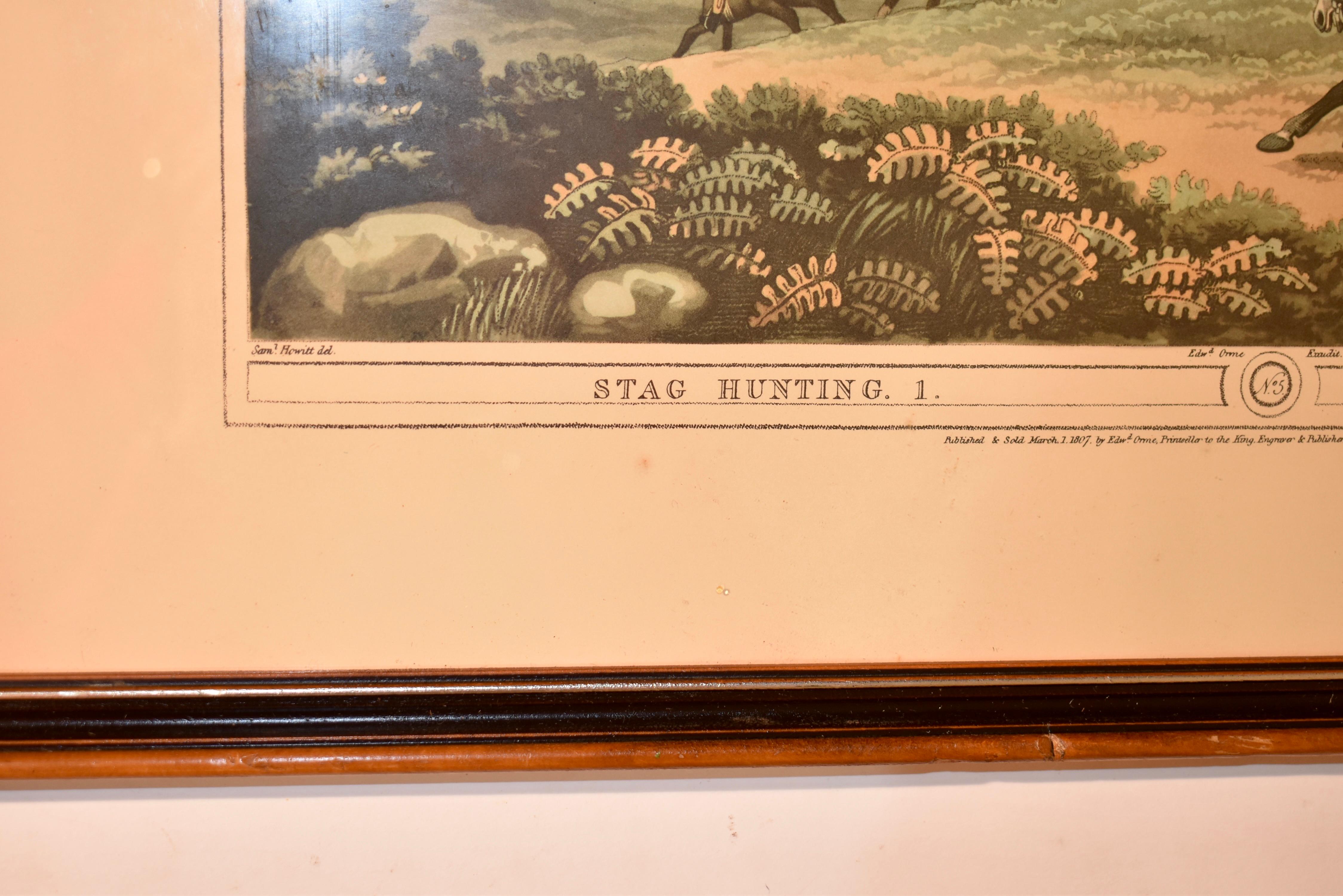 Pair of Framed Edward Orme Field Sports Lithographs In Good Condition For Sale In High Point, NC