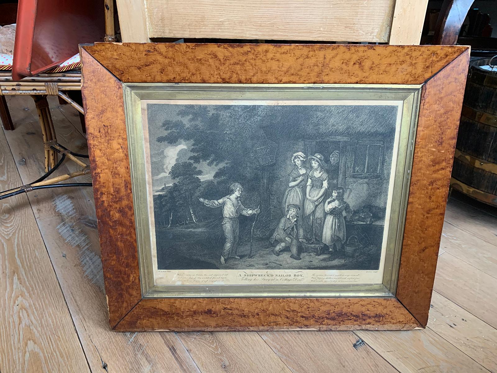 Pair of Framed English Engravings of Sailor Boys by Edward Orme, circa 1790-1800 In Good Condition For Sale In Atlanta, GA