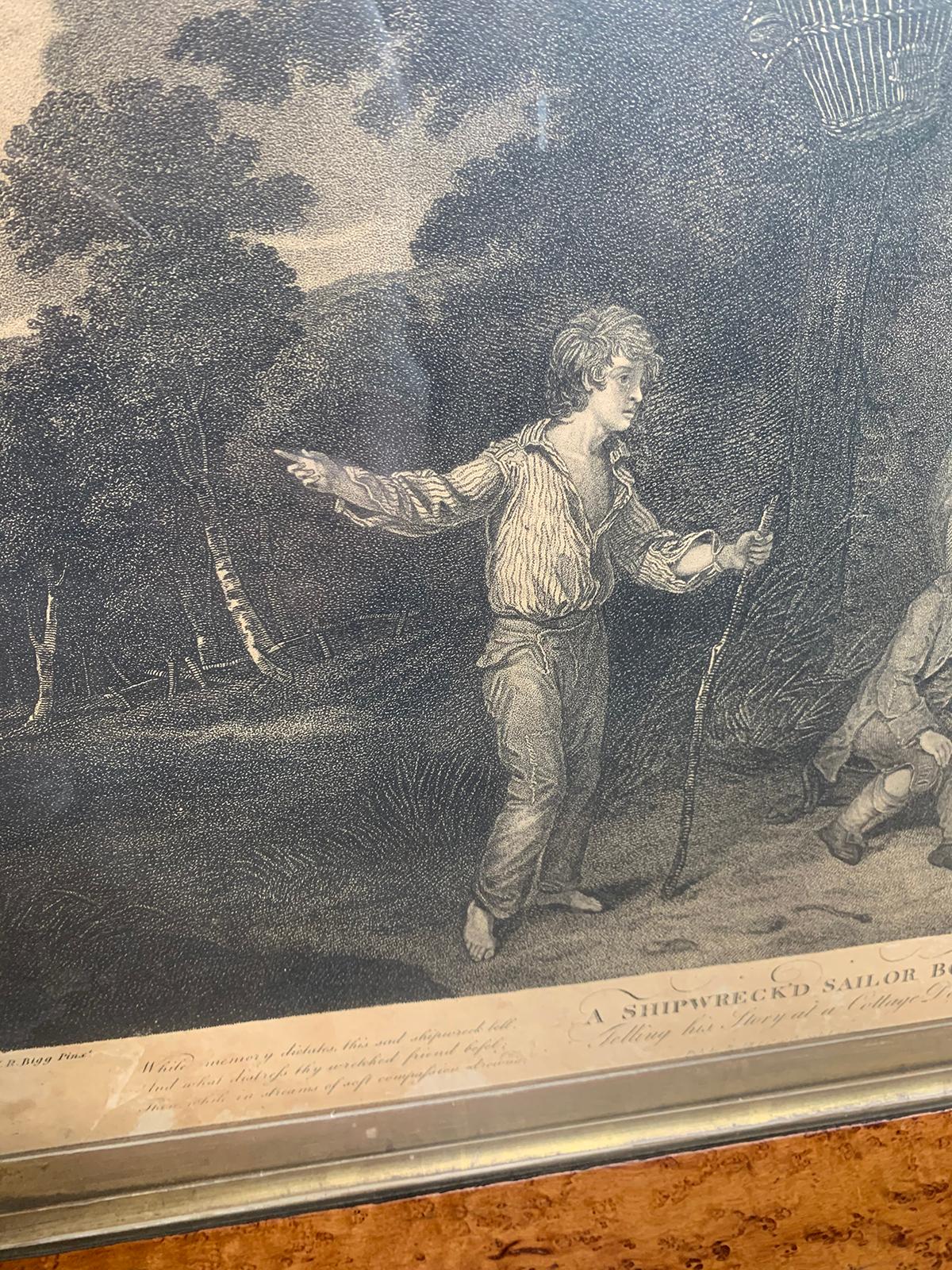 Pair of Framed English Engravings of Sailor Boys by Edward Orme, circa 1790-1800 For Sale 2