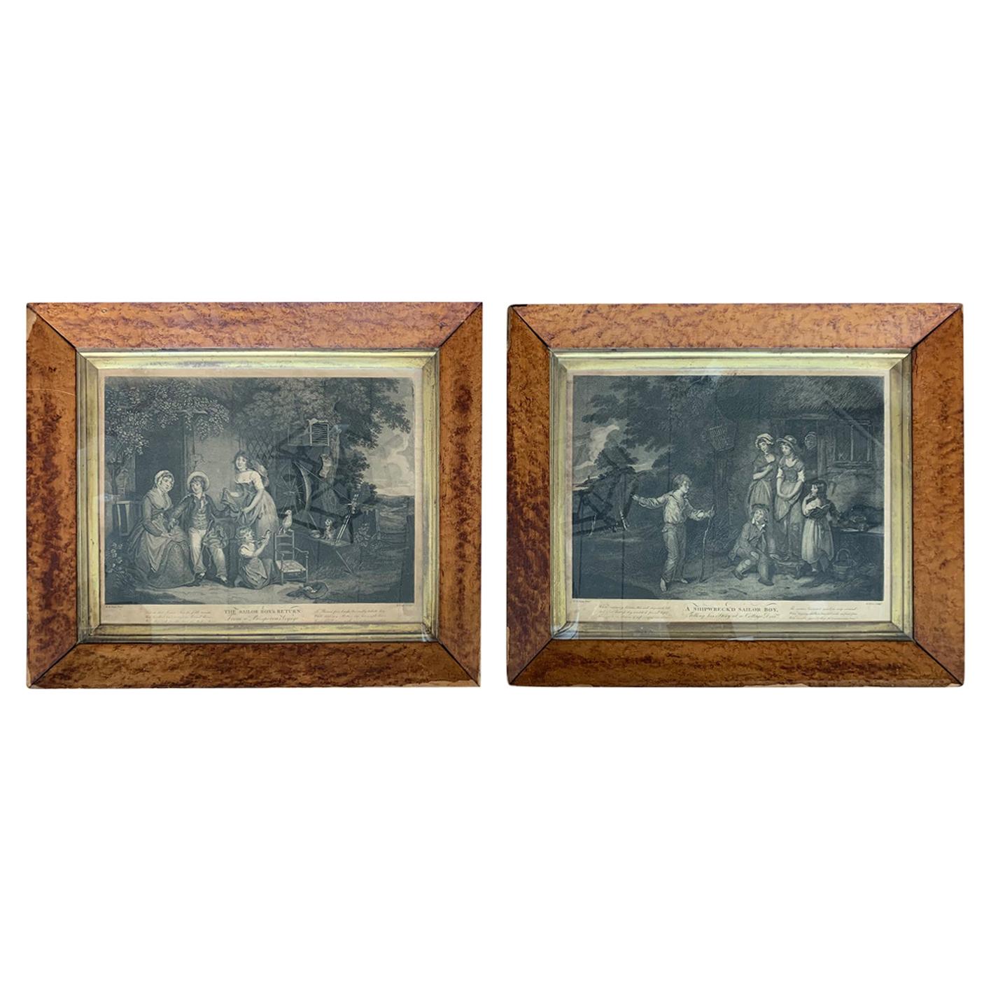 Pair of Framed English Engravings of Sailor Boys by Edward Orme, circa 1790-1800 For Sale