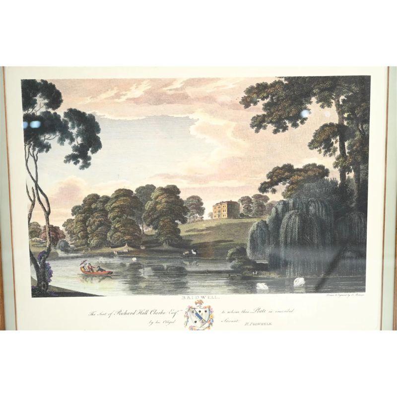 Paint Pair of Framed English Estate Prints
