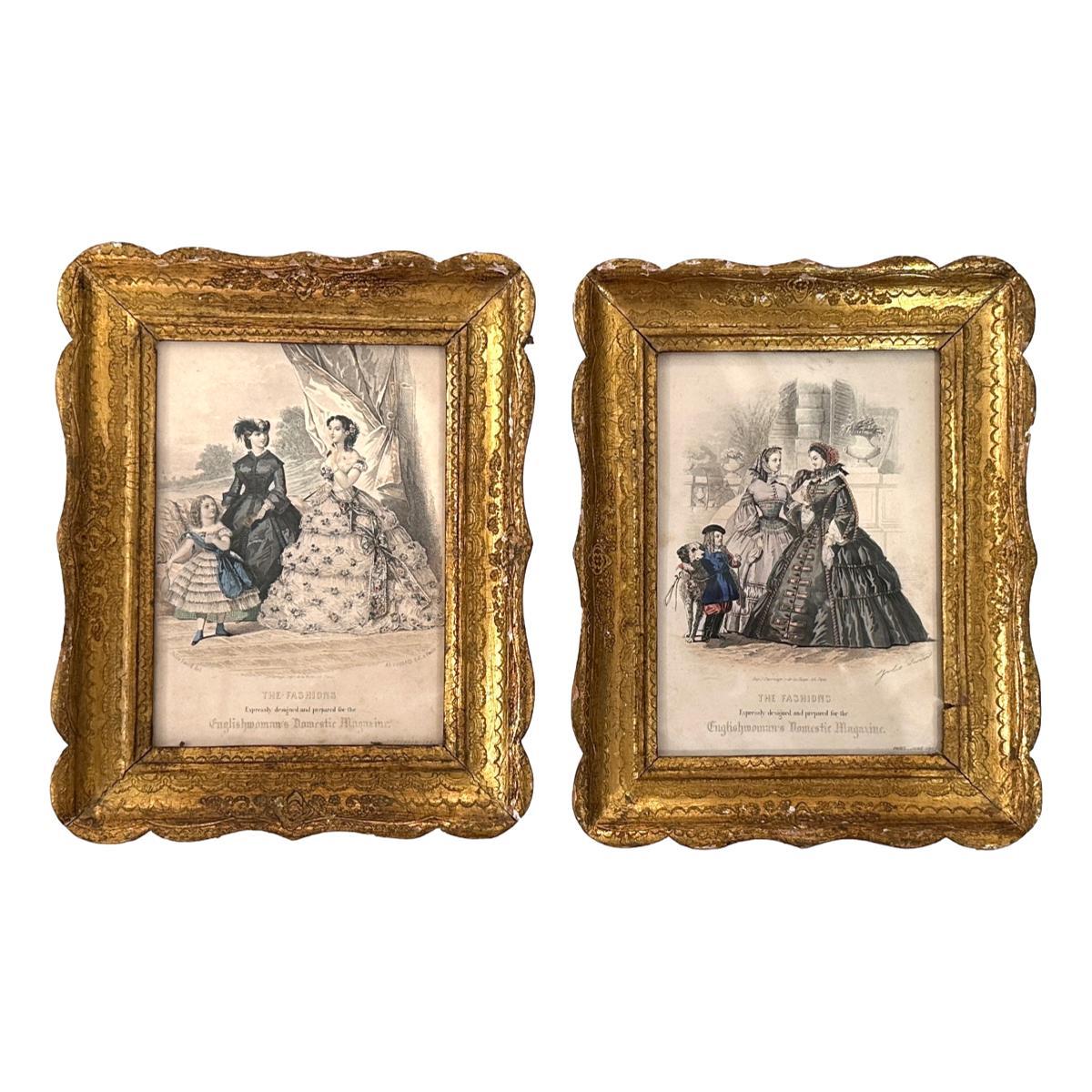 A pair of circa 1930's English prints with gilt frames.

Measurements:
Height: 9.5