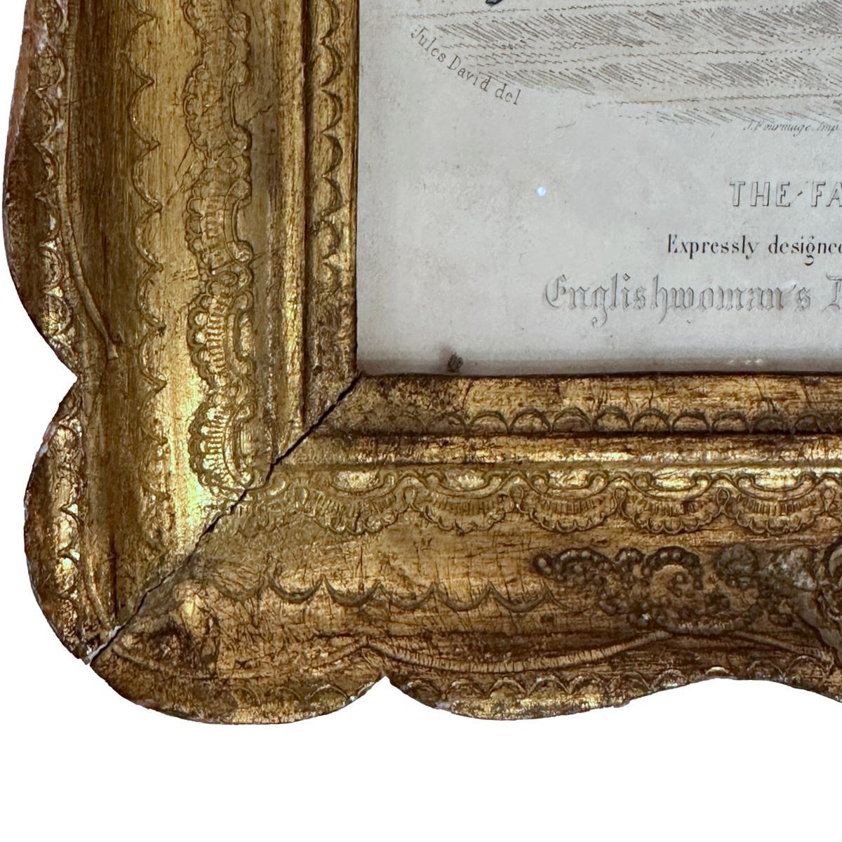 Giltwood Pair of Framed English Etchings For Sale