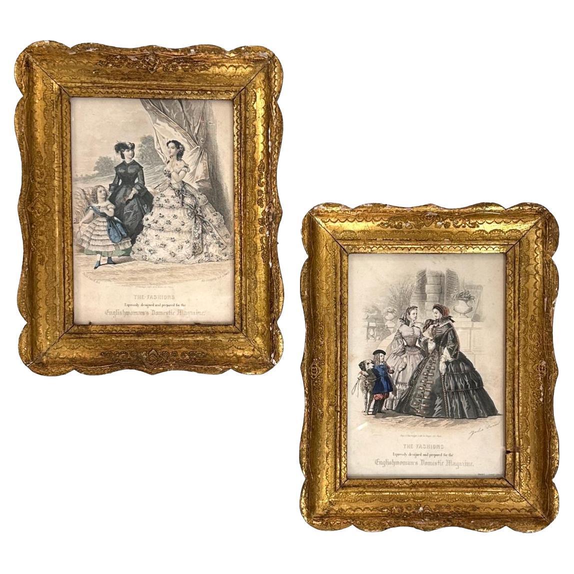 Pareja de grabados ingleses enmarcados