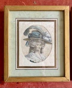 Pair of framed engravings of elegant women - fashion & hairstyle - 18th - France