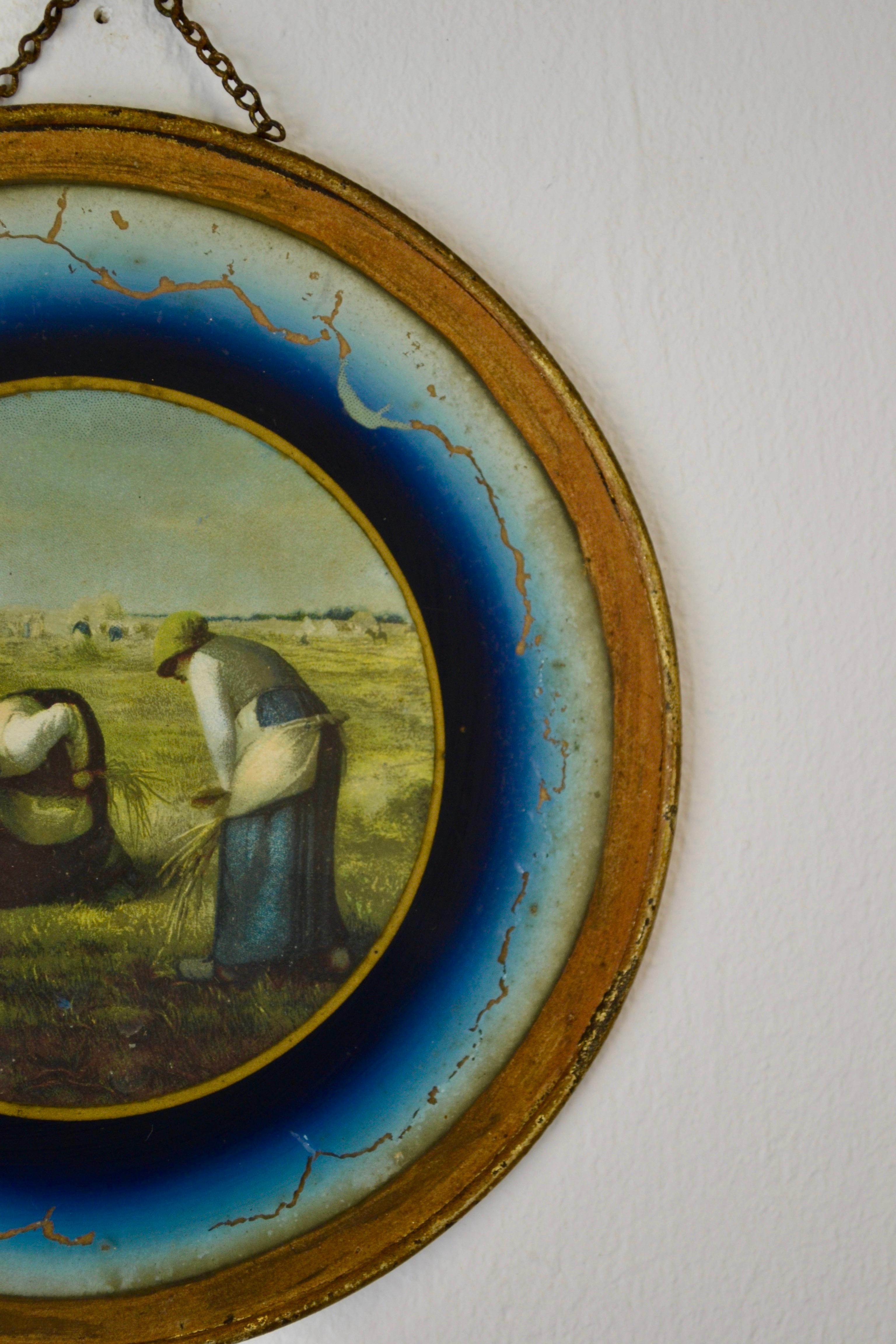 Pareja de grabados franceses enmarcados según Millet, Siglo XIX Provincial francés en venta