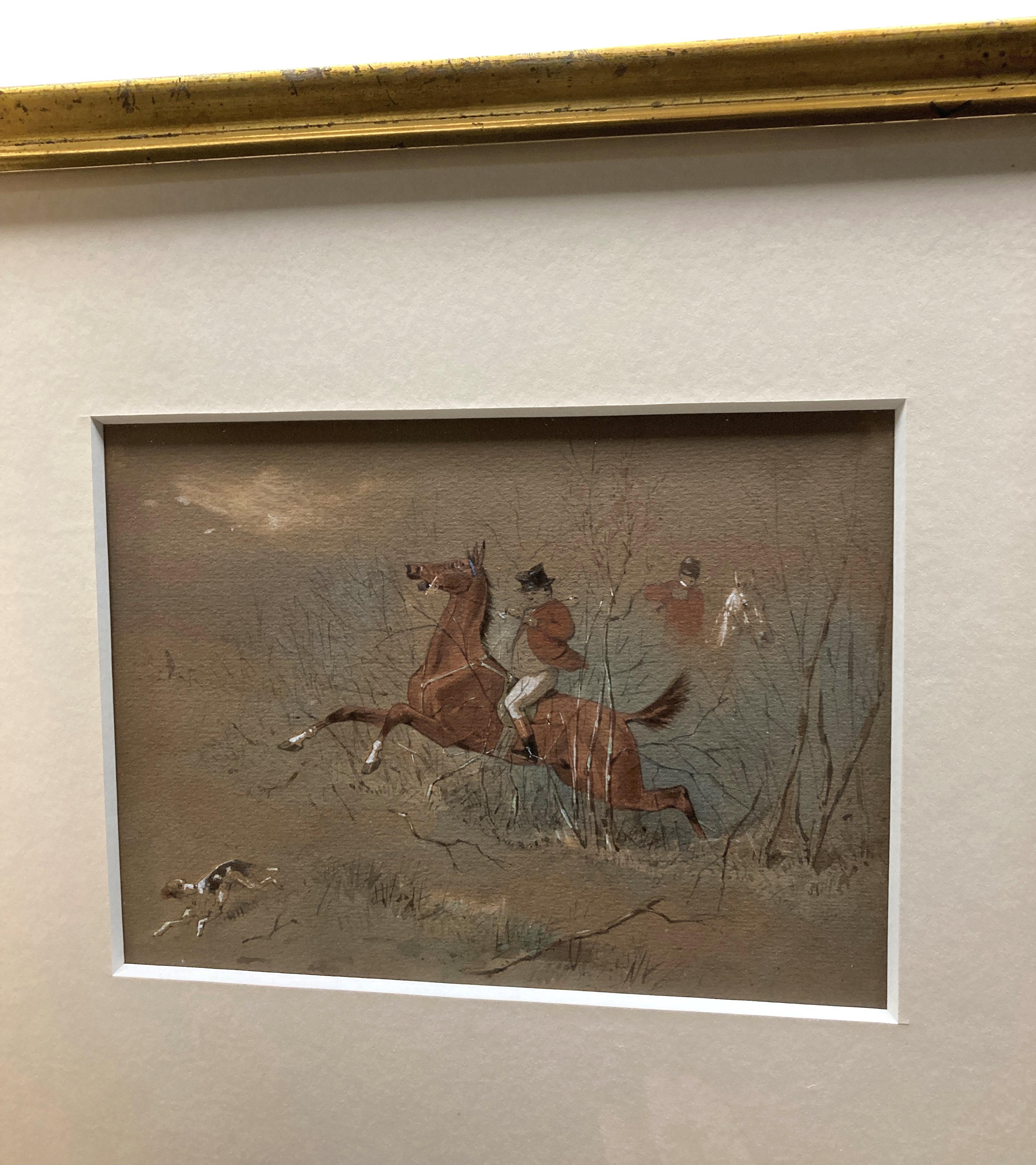 Paar gerahmte Aquarelle mit Blick auf eine Jagdszene im Zustand „Gut“ im Angebot in Kent, Dover