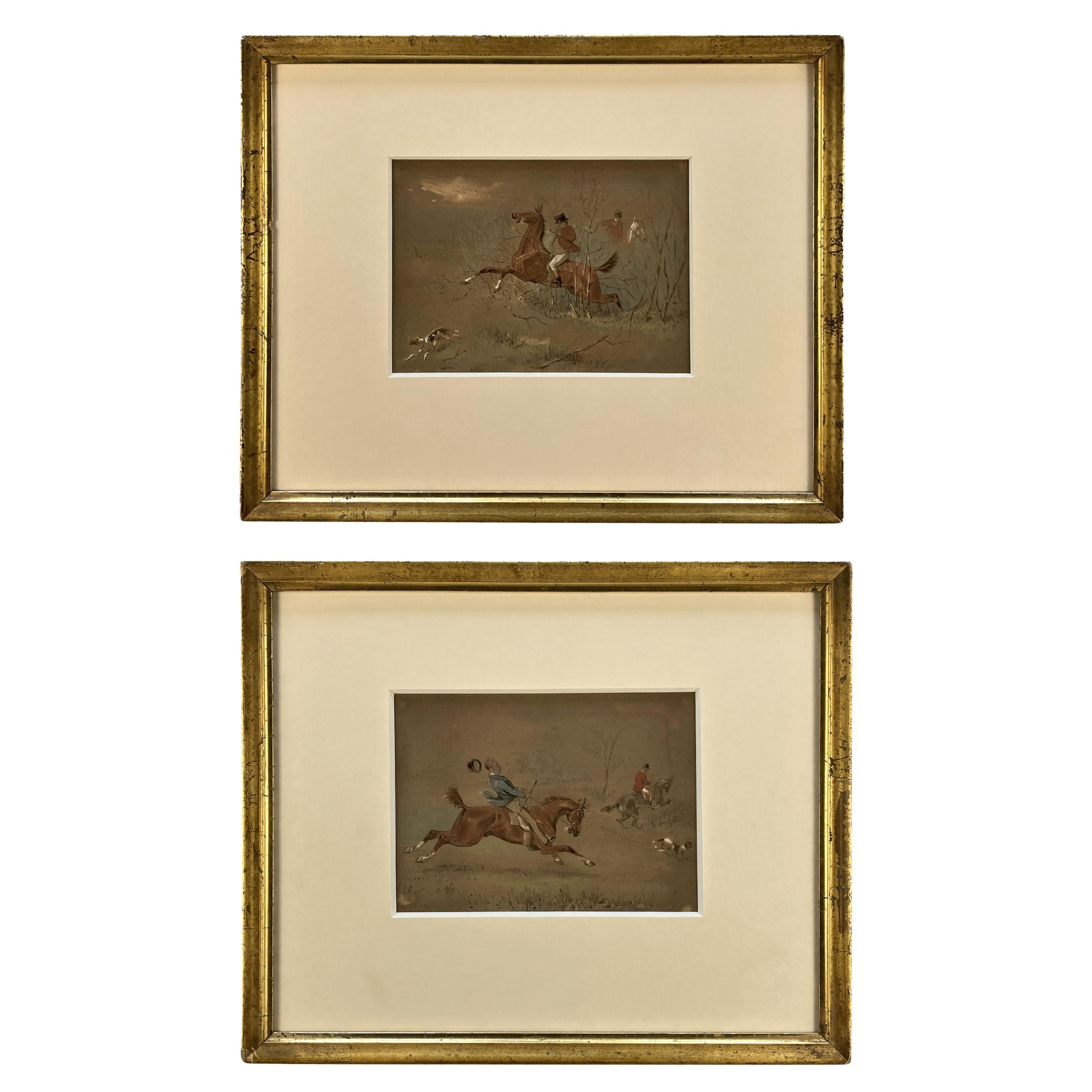 Pair Of Framed
Gazed Hunting Scene Watercolours